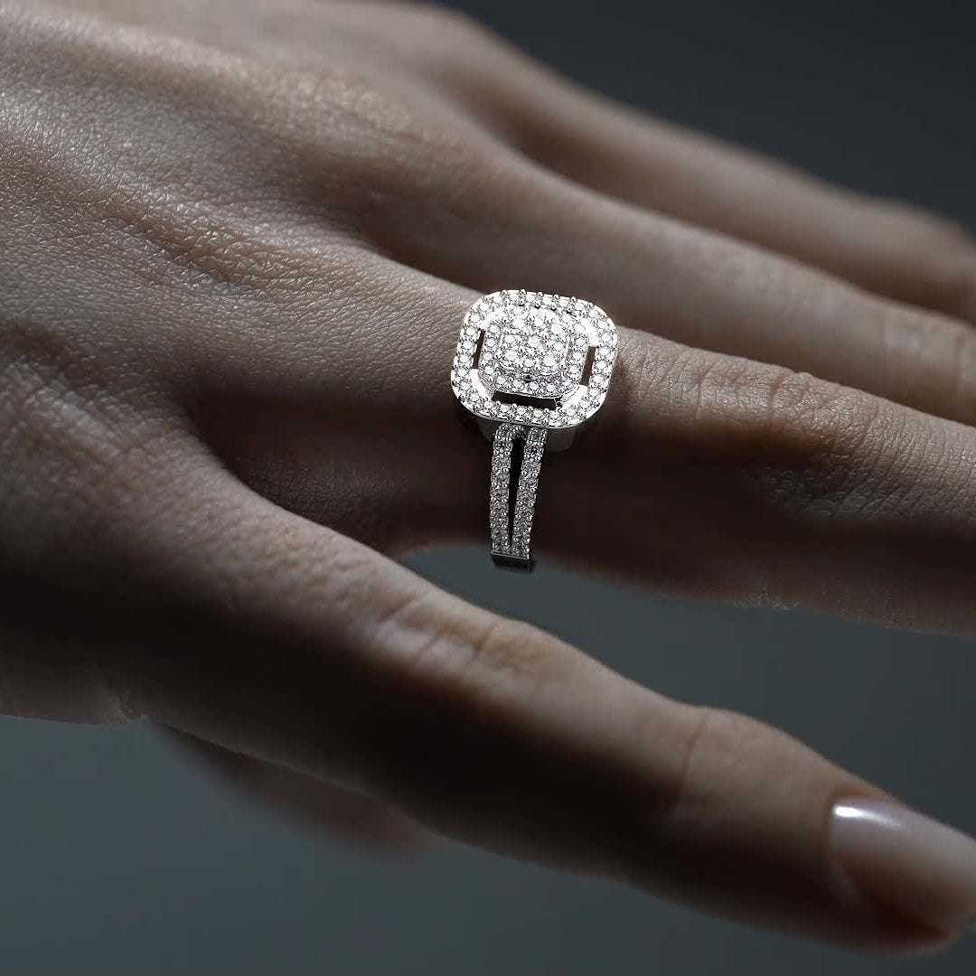 Anillo De Compromiso Promesa De Plata Con Moissanita