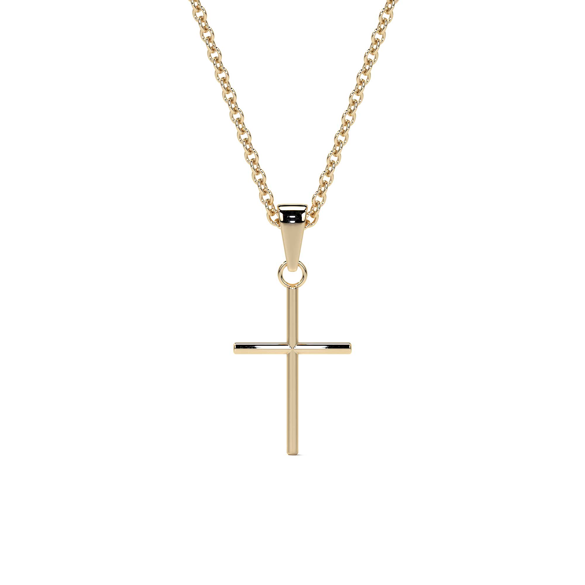 Collar De Cruz De Tubo De Oro De 10k