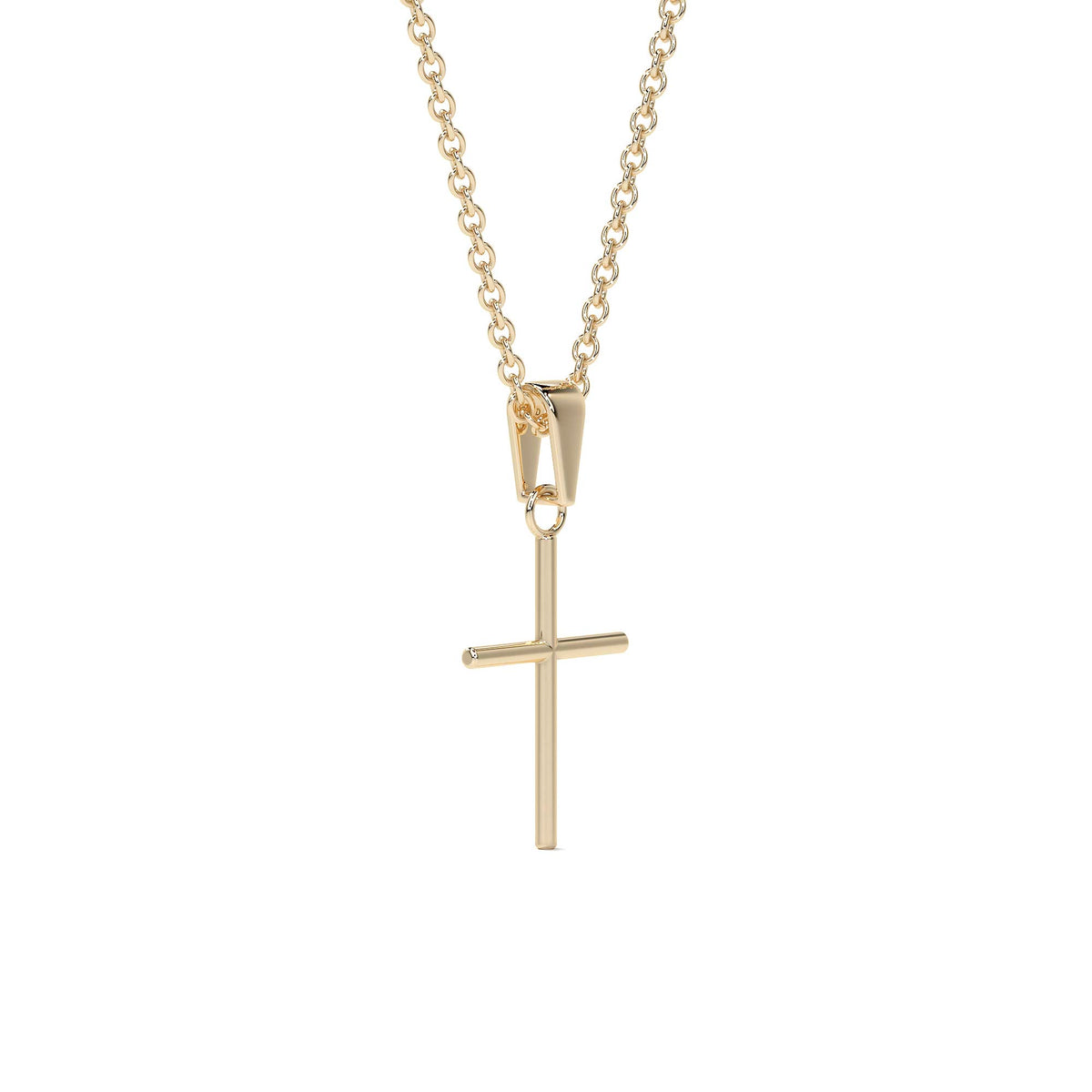 Dije De Cruz De Tubo De Oro De 14k