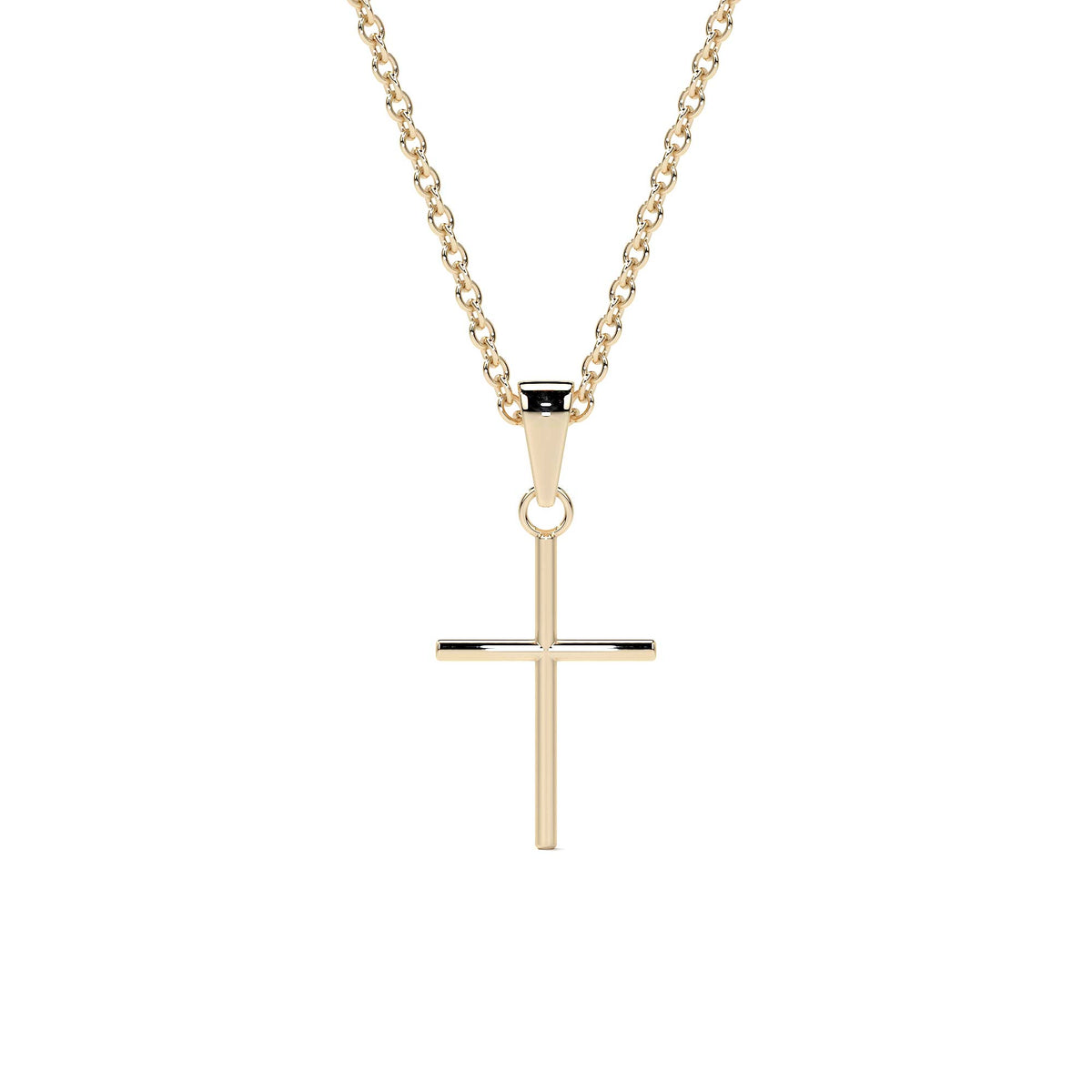 Dije De Cruz De Tubo De Oro De 14k