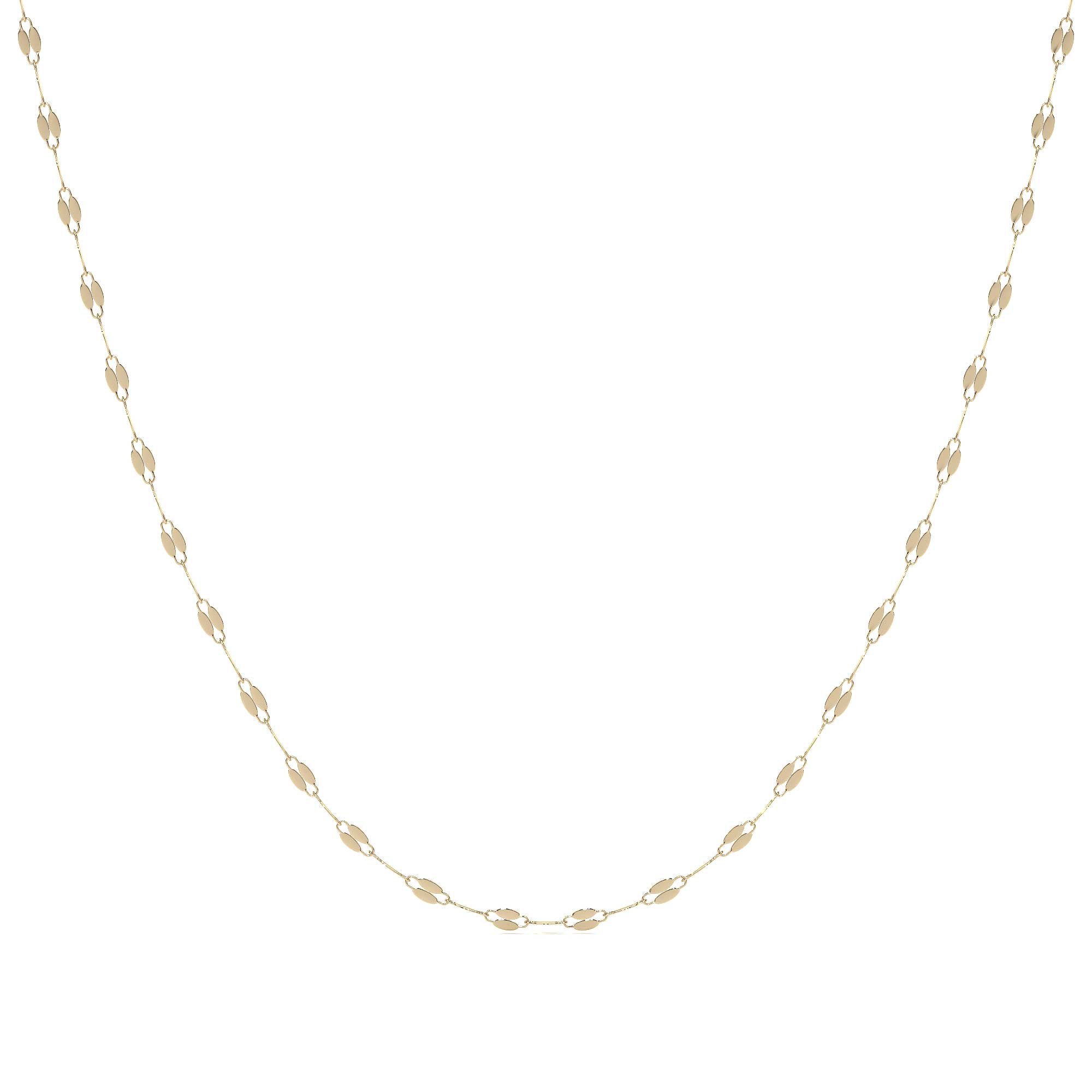 14k Italian Gold Chain, Coffee Bean Style, 40 cm