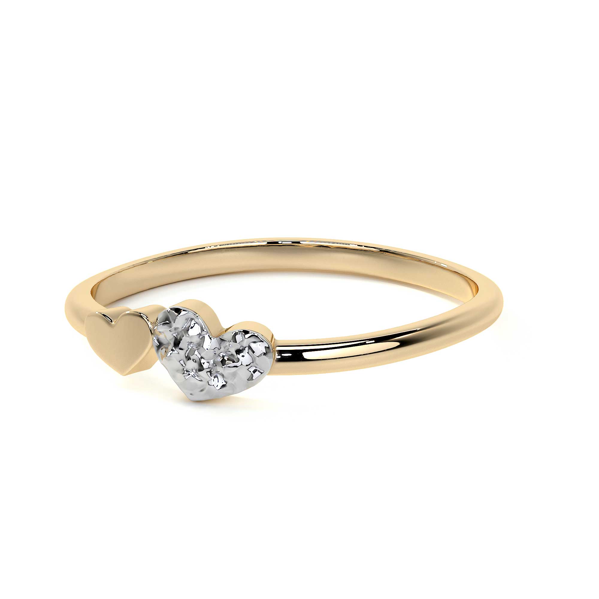 Anillo De Oro 14k Con Corazón Rodinado