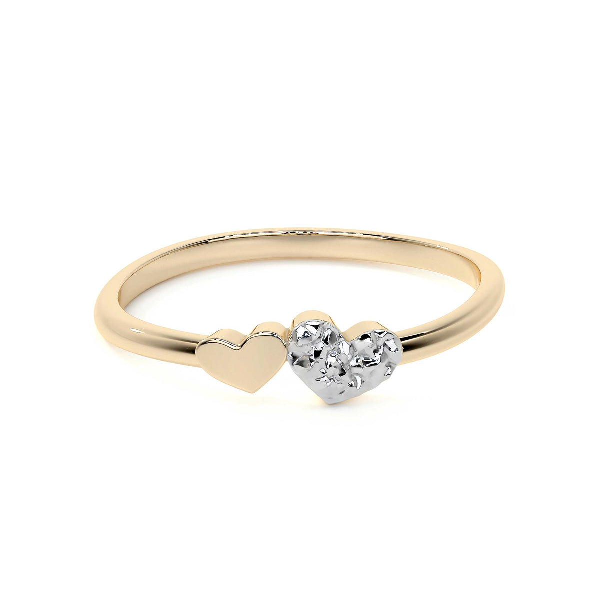 Anillo De Oro 14k Con Corazón Rodinado