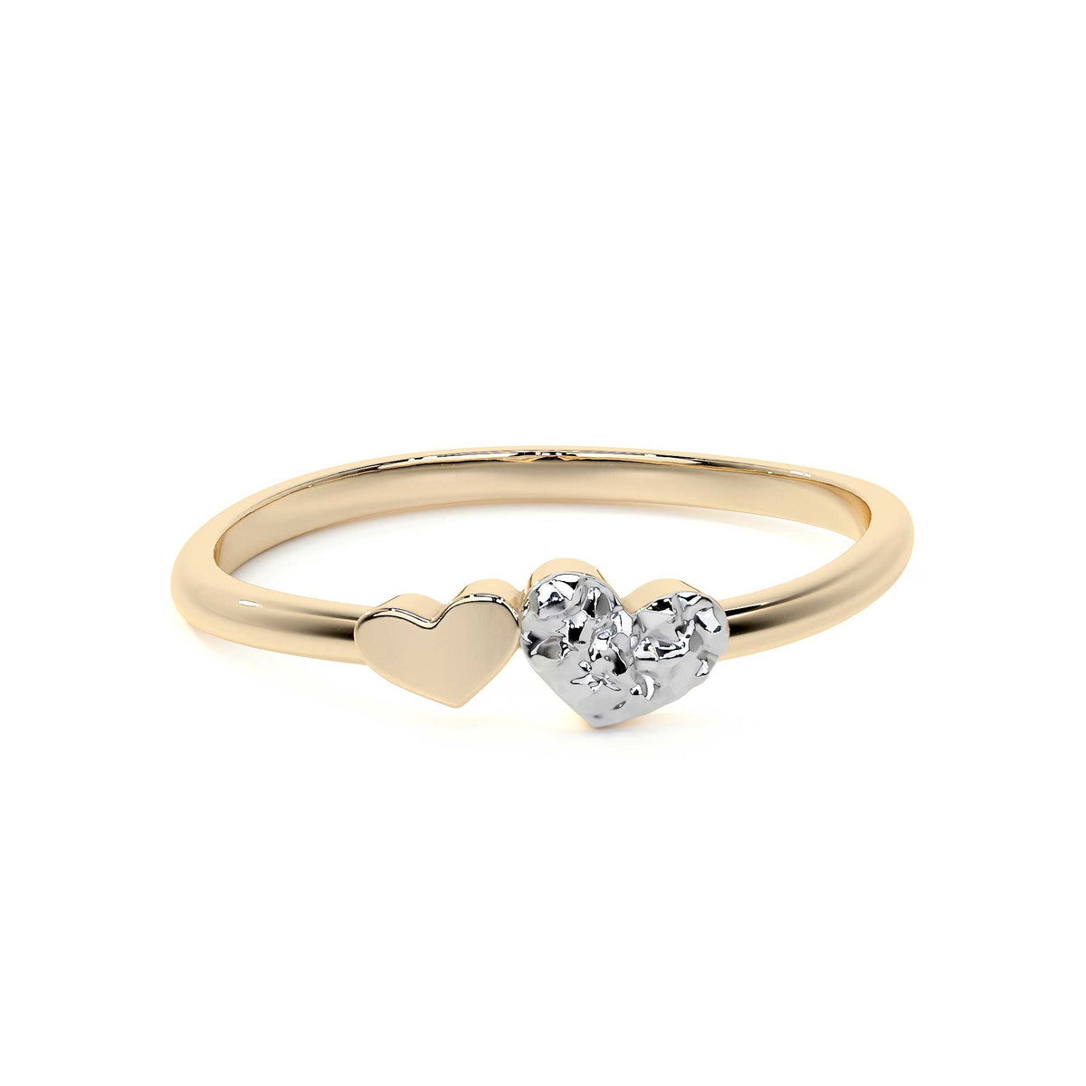 Anillo De Oro 14k Con Corazón Rodinado