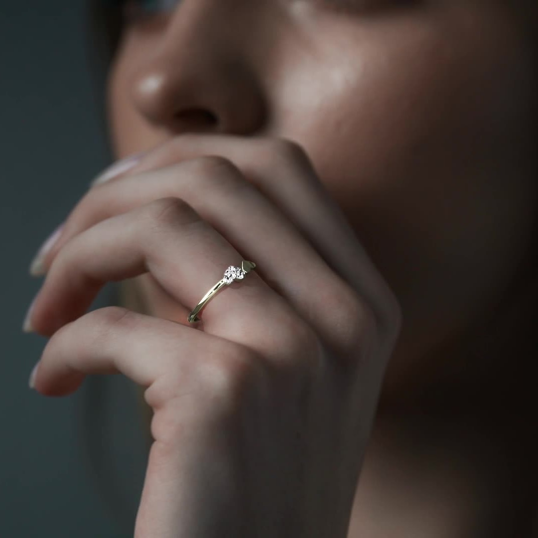 Anillo De Oro 14k Con Corazón Rodinado