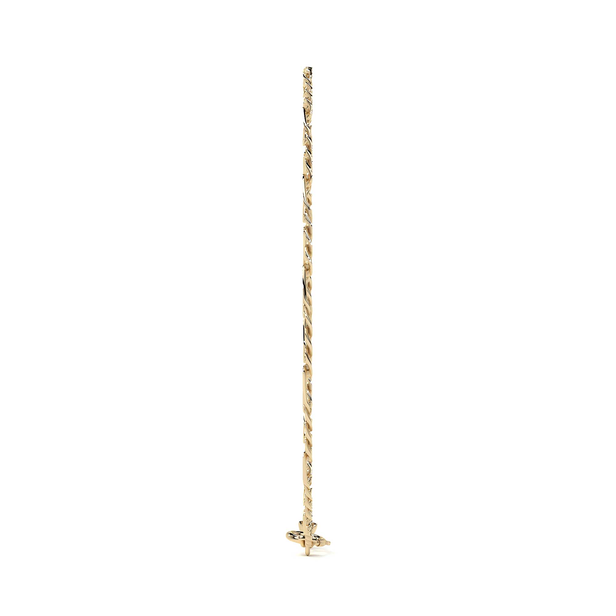 Cadena De Oro Italiano 10k Figaro 3x1 Pave 45 Cm 2.6mm