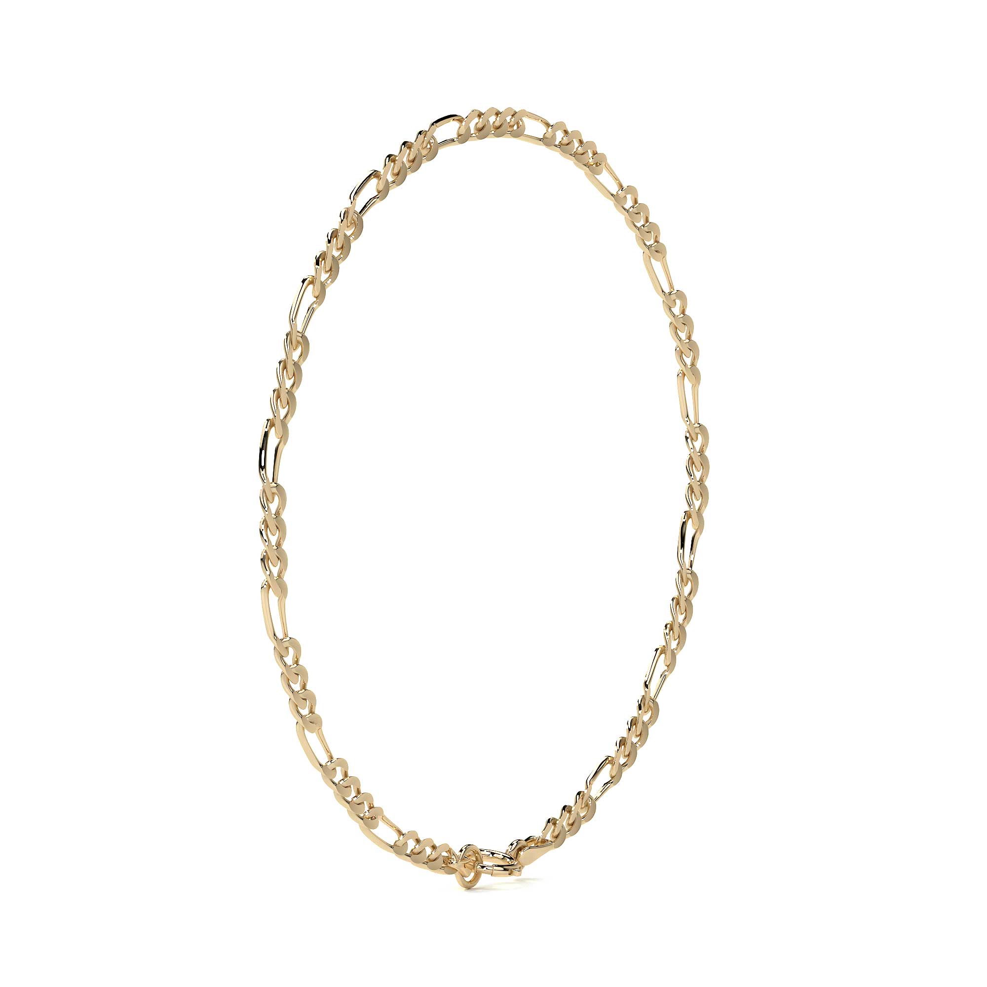 Cadena De Oro Italiano 10k Figaro 3x1 Pave 45 Cm 2.6mm