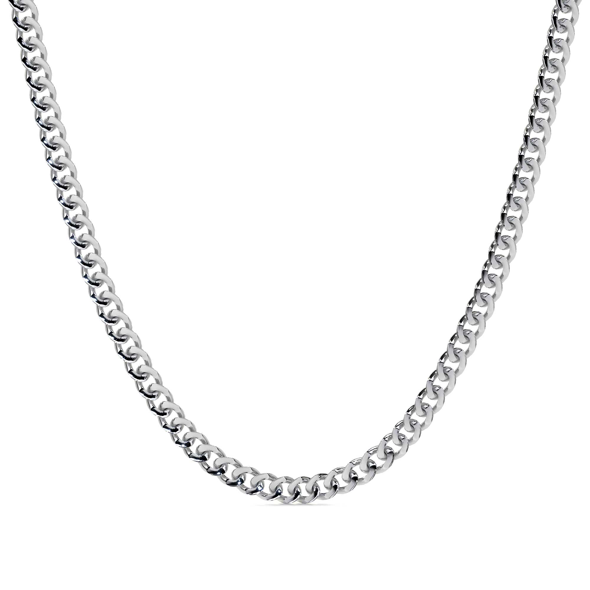 Cadena De Plata 925 Barbada Diamantada 60 Cm