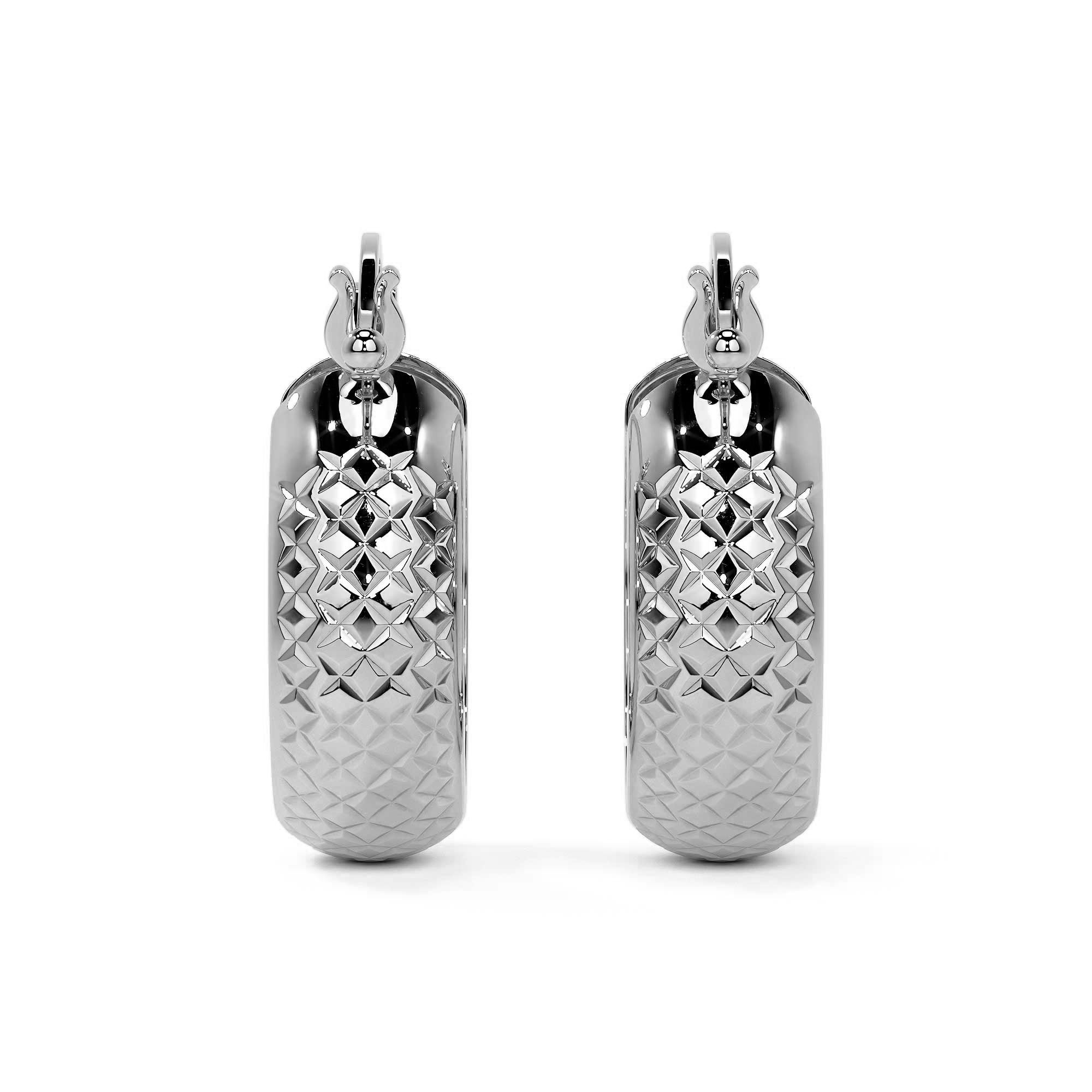 Arete Arracada Diamantada De Plata Ley 925 Tipo Bangle