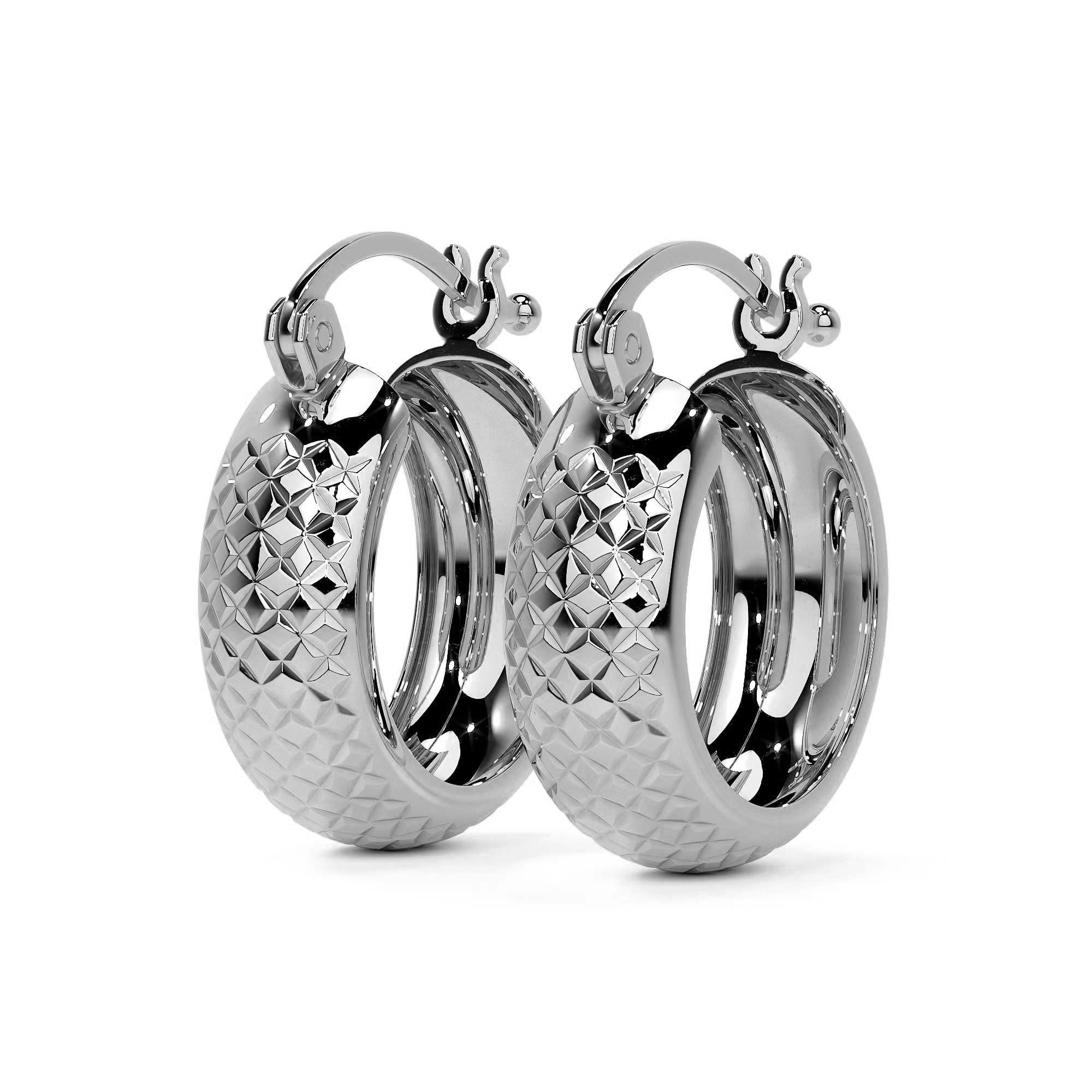 Arete Arracada Diamantada De Plata Ley 925 Tipo Bangle