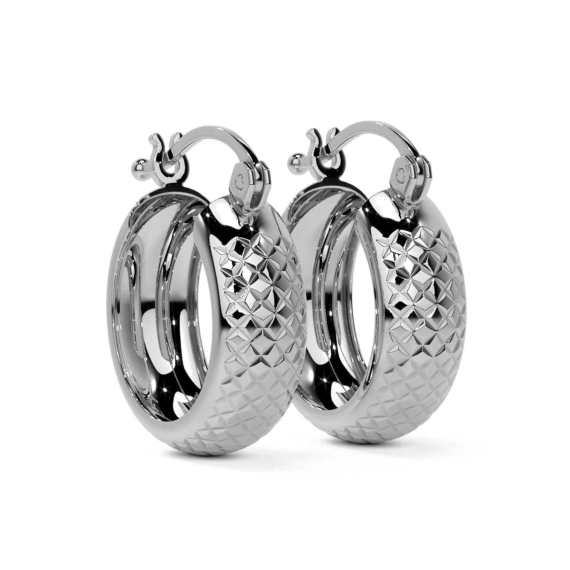 Arete Arracada Diamantada De Plata Ley 925 Tipo Bangle