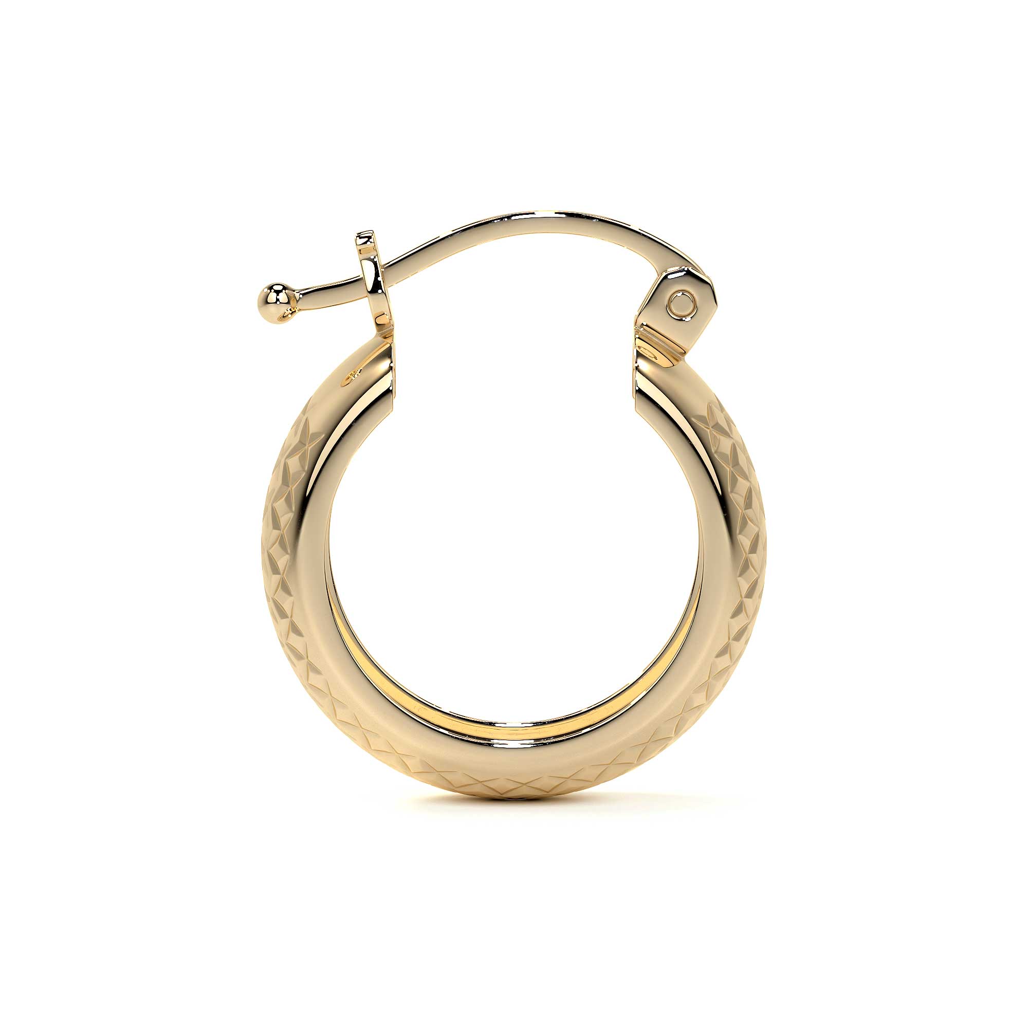 Arracada Diamantada Bangle De Oro 10k Estilo Panal, 12 X 6mm