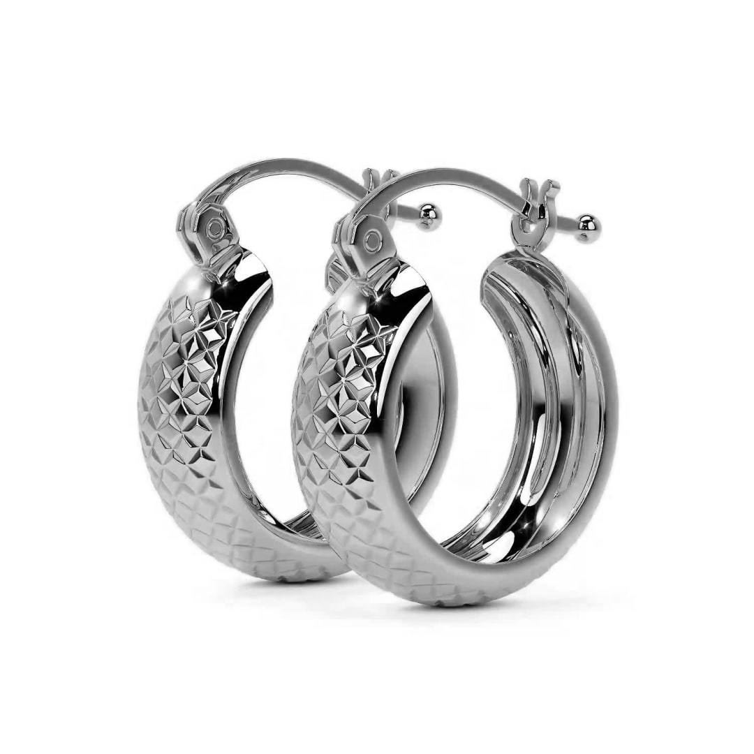Arete Arracada Diamantada De Plata Ley 925 Tipo Bangle