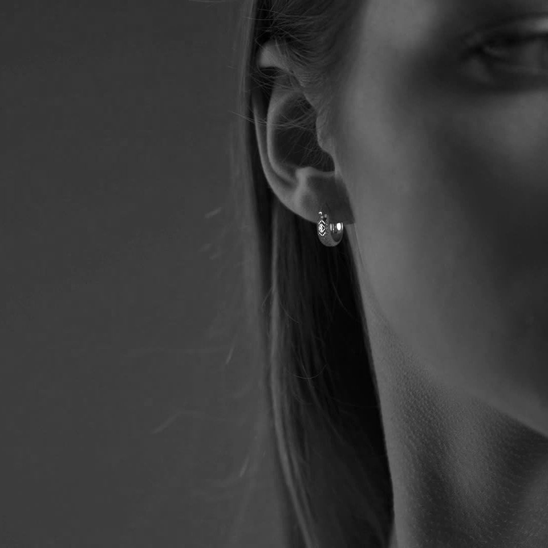 Arete Arracada Diamantada De Plata Ley 925 Tipo Bangle