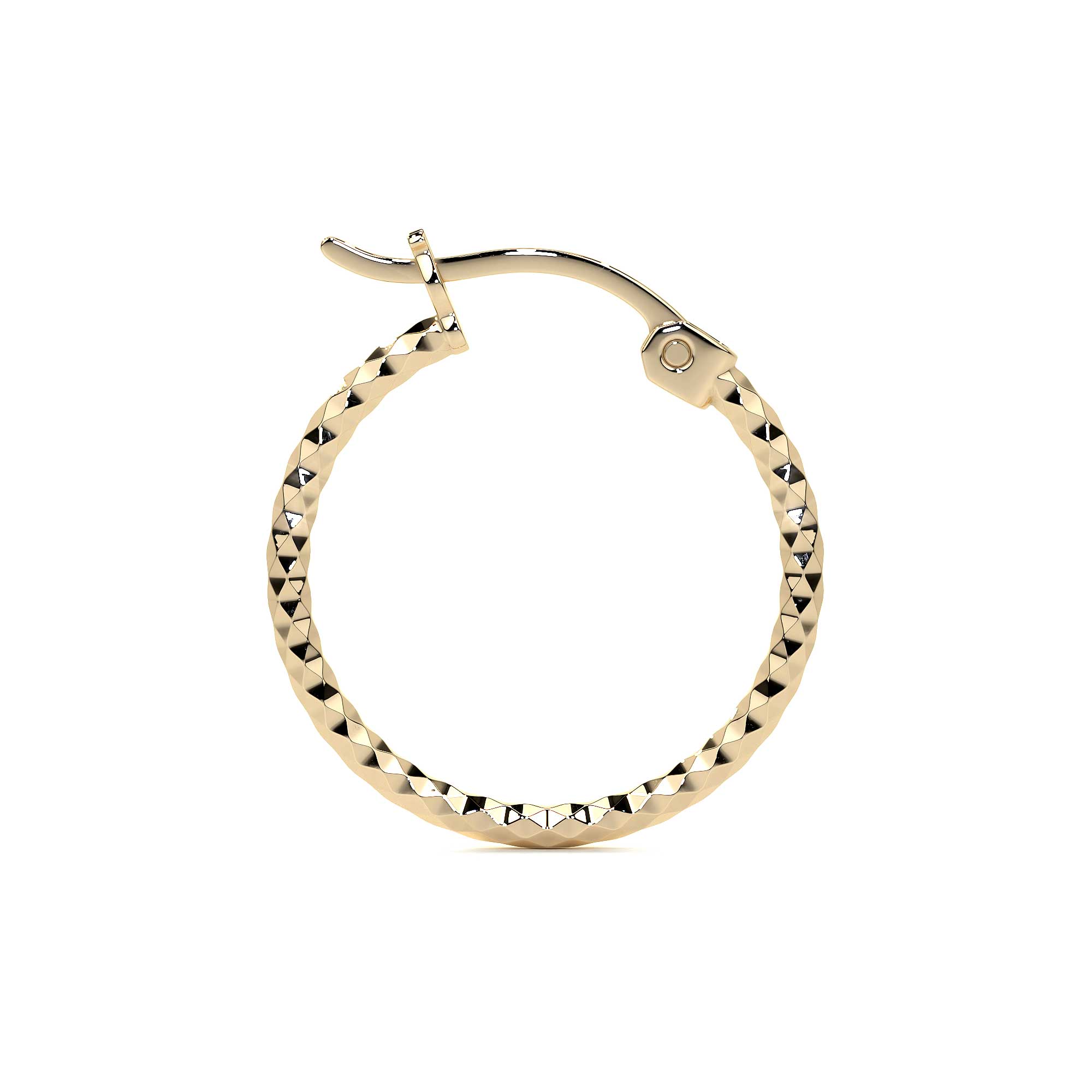 10k Gold Honeycomb Style Diamond-Cut Hoop Earring