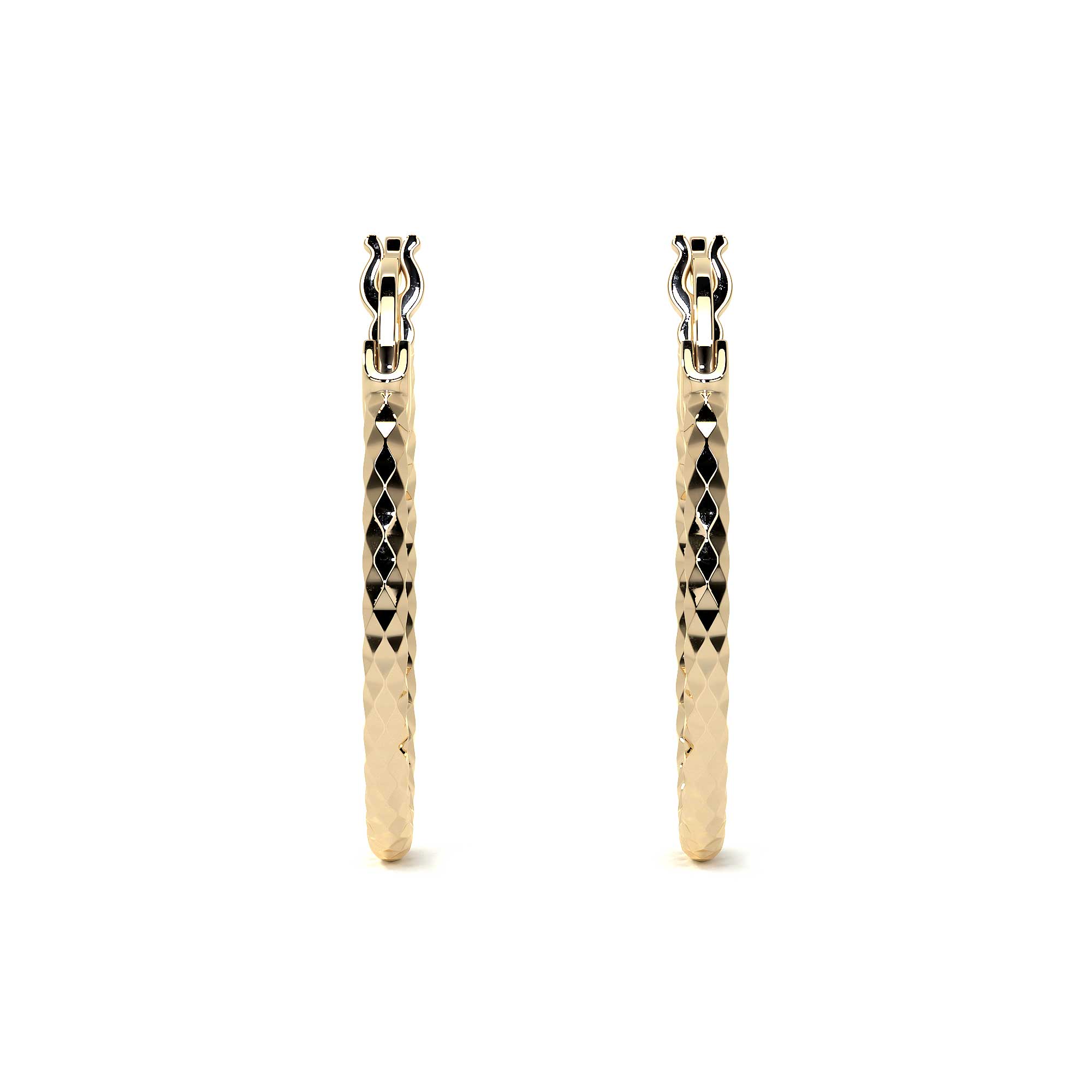 Aretes De Oro 10k Mujer 15mm Diamantados Panal Elegantes