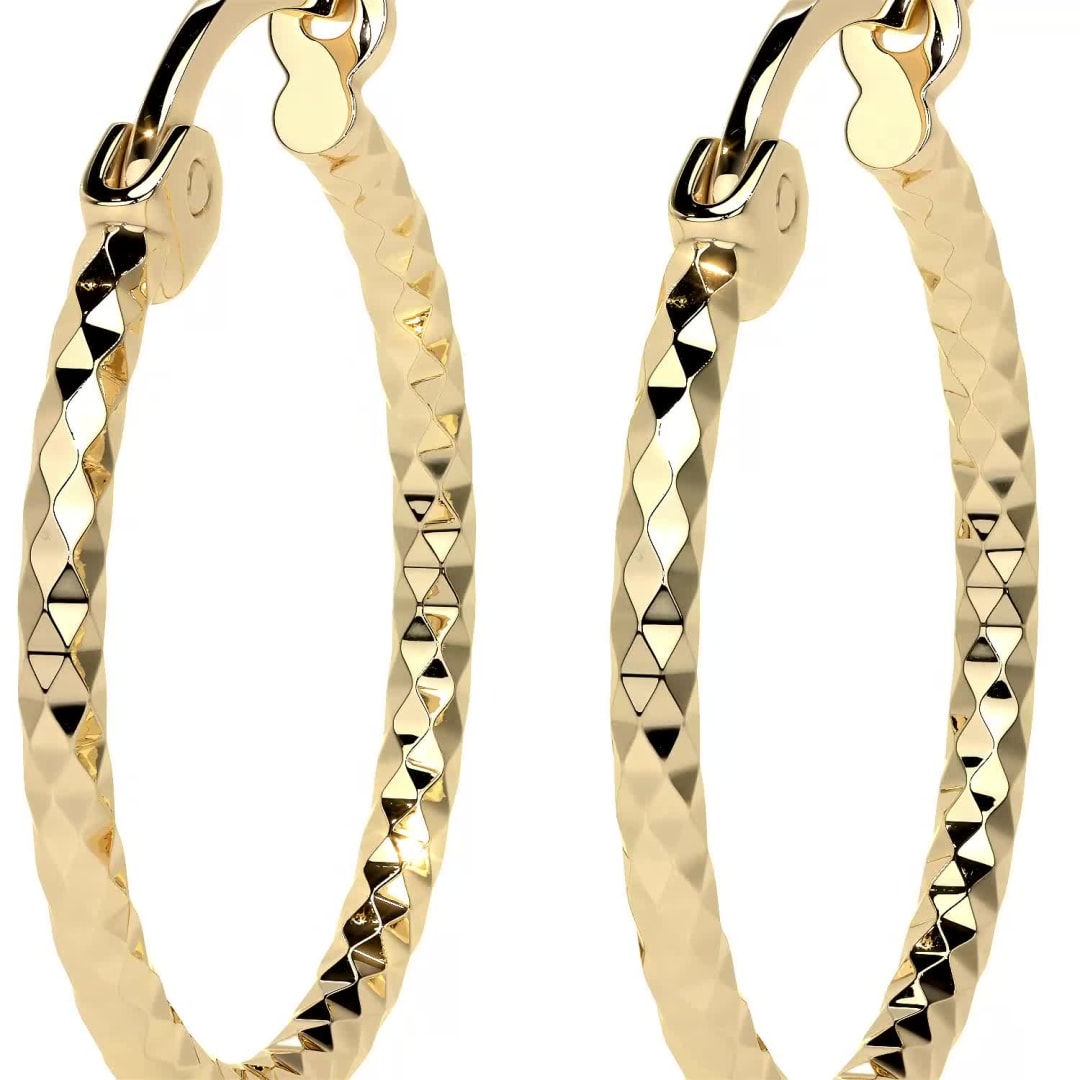 Arete Arracada De Oro 14k Con Diamantado Estilo Panal
