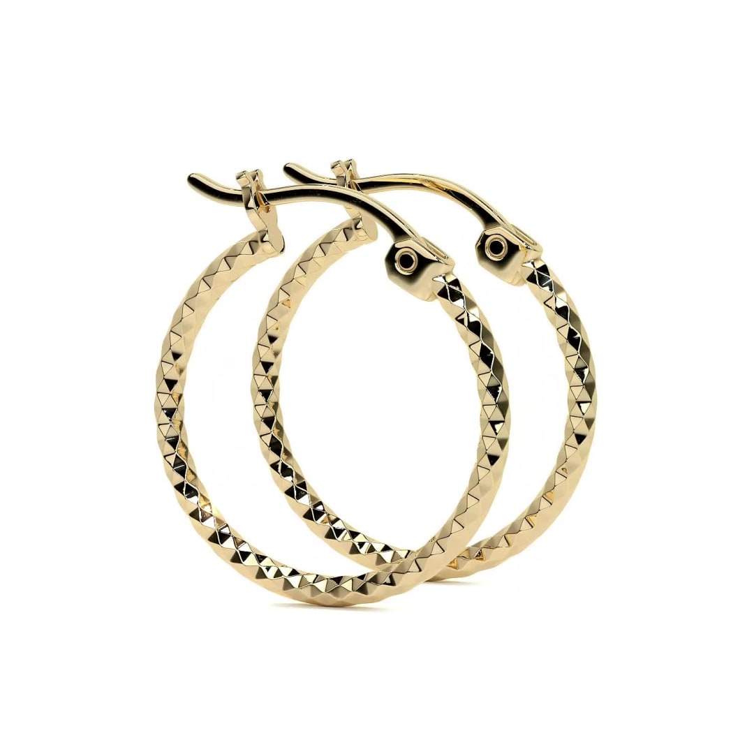 Arete Arracada De Oro 14k Con Diamantado Estilo Panal