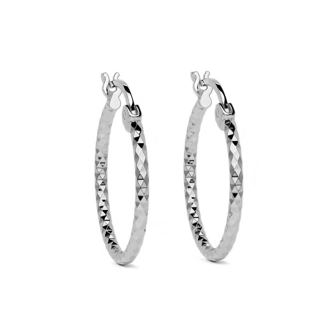 Arete De Plata 925 Para Mujer Con Diamantado Panal De 12mm