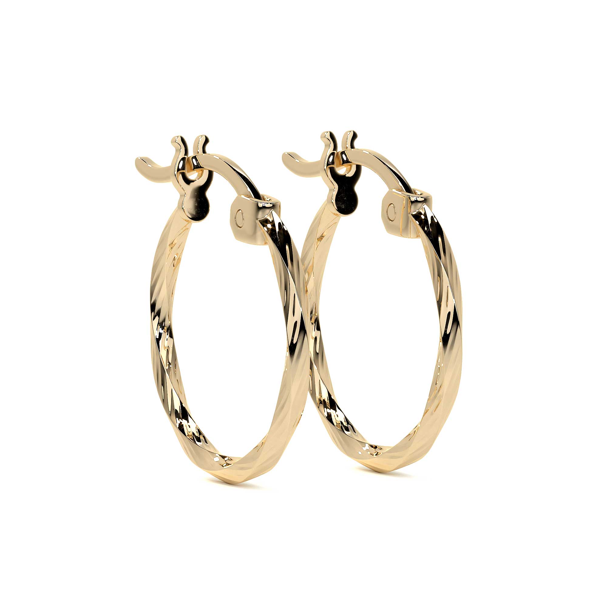 Arete Arracada De Oro De 14k Diamantada Estilo Torsal