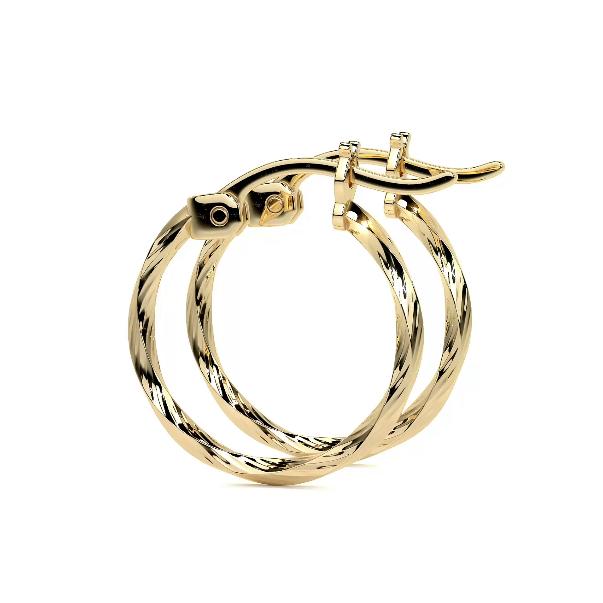 Arete Arracada De Oro De 14k Diamantada Estilo Torsal