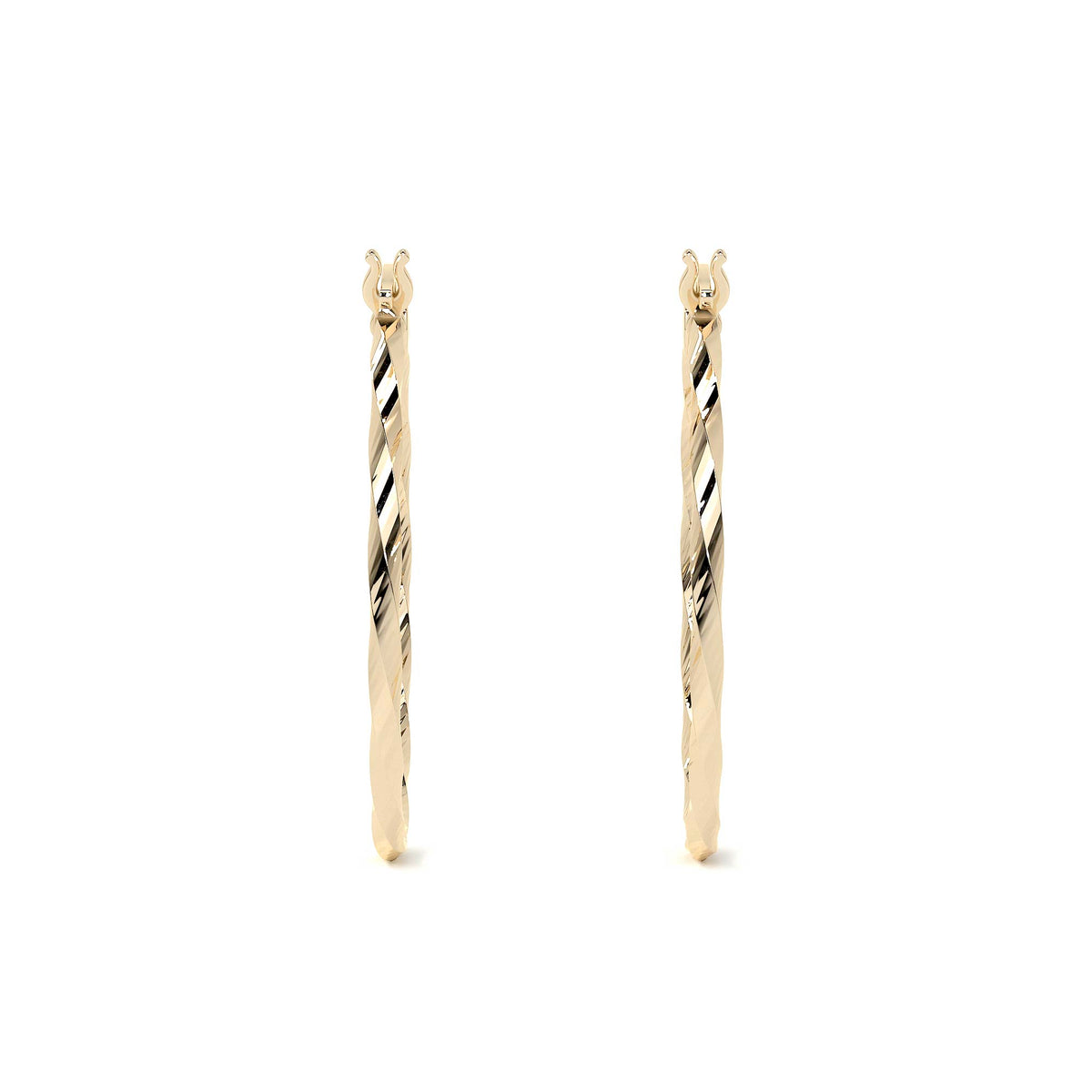 Arete Arracada De Oro De 14k Diamantada Estilo Torsal