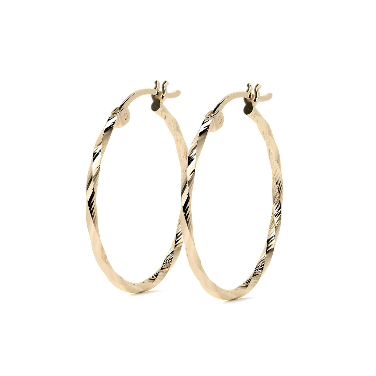 Arete Arracada De Oro De 14k Diamantada Estilo Torsal