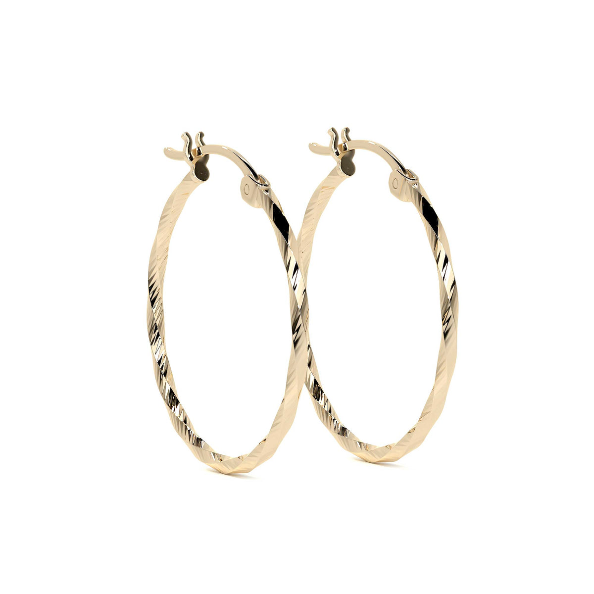 Arete Arracada De Oro De 14k Diamantada Estilo Torsal