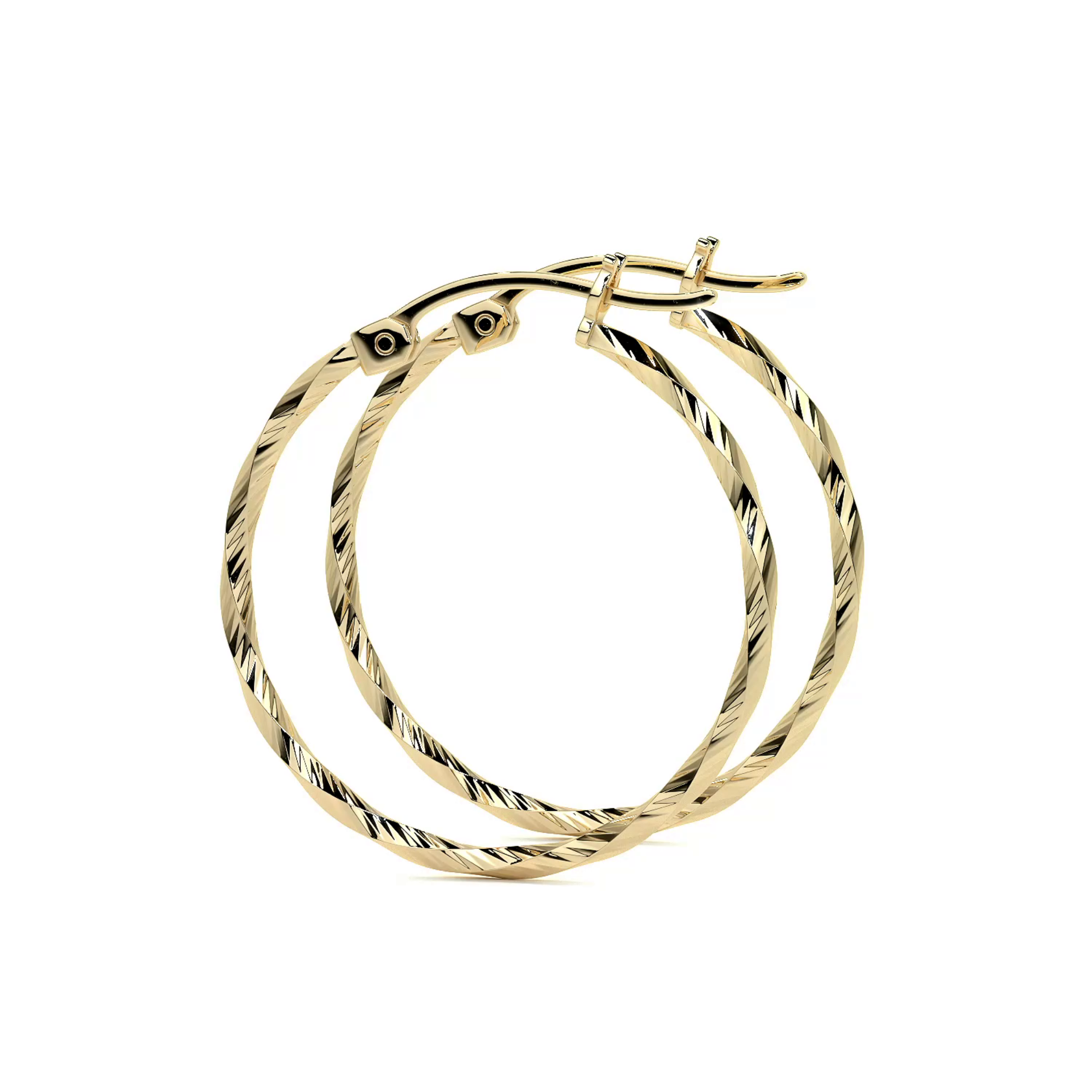 Arete Arracada De Oro De 14k Diamantada Estilo Torsal