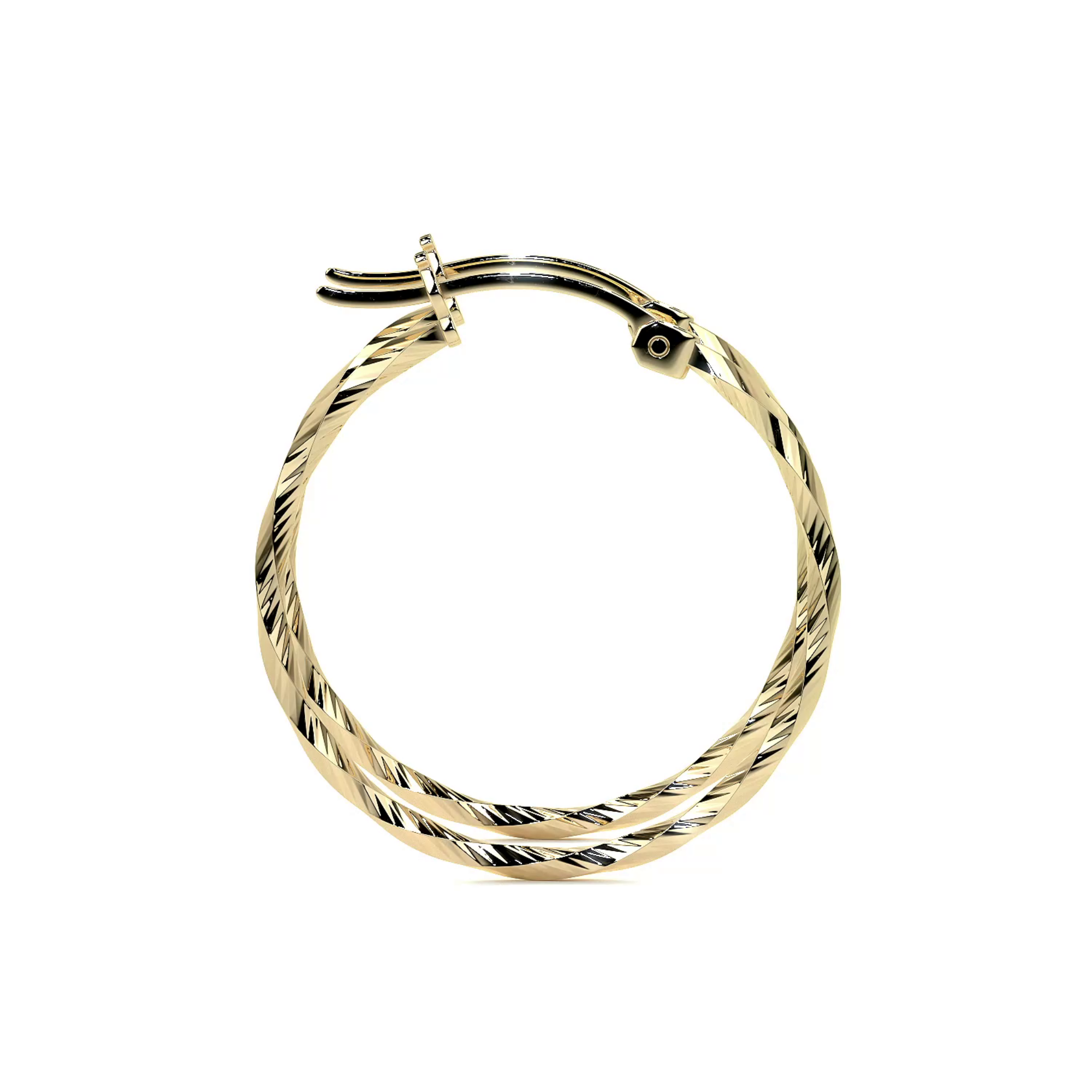 Arete Arracada De Oro De 14k Diamantada Estilo Torsal