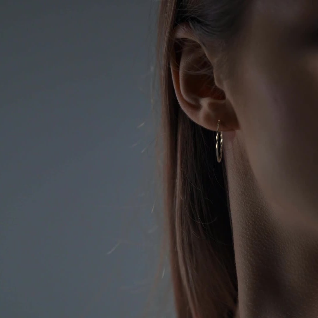 Arete Arracada De Oro De 10k Diamantada Estilo Torsal