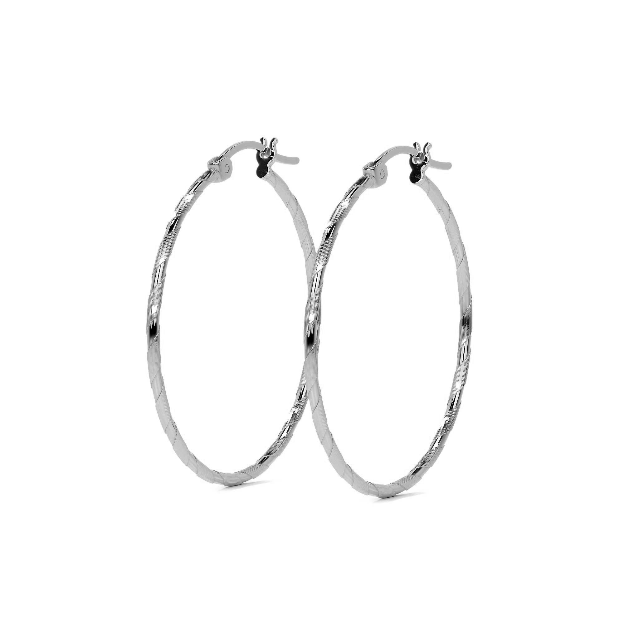 Arete De Plata 925 Extra Ligero Para Mujer Con Diamantado Cordon Blue