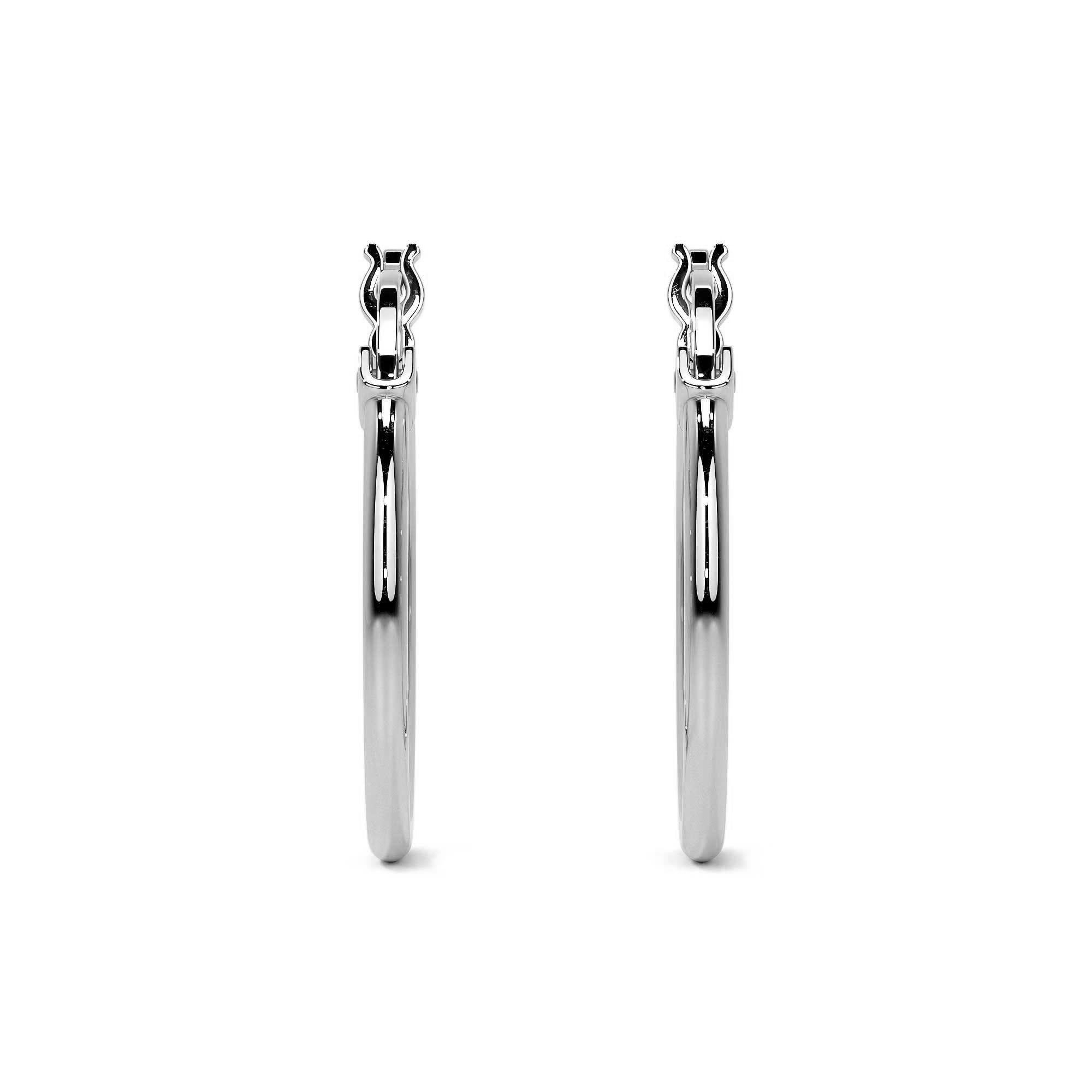 Arete Arracada Lisa De Plata Ley 925 Para Mujer De 15 Mm