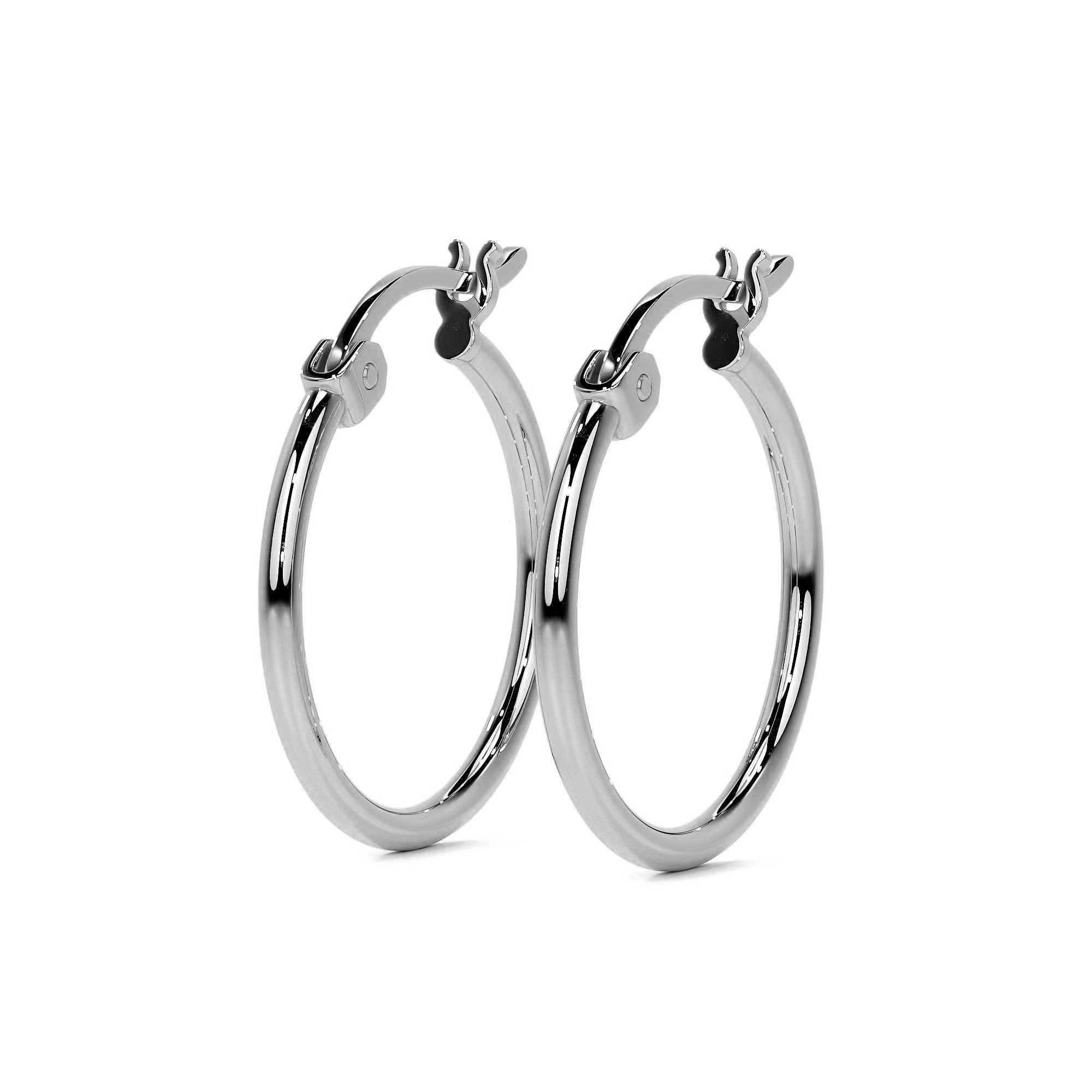 Arete Arracada Lisa De Plata Ley 925 Para Mujer De 15 Mm