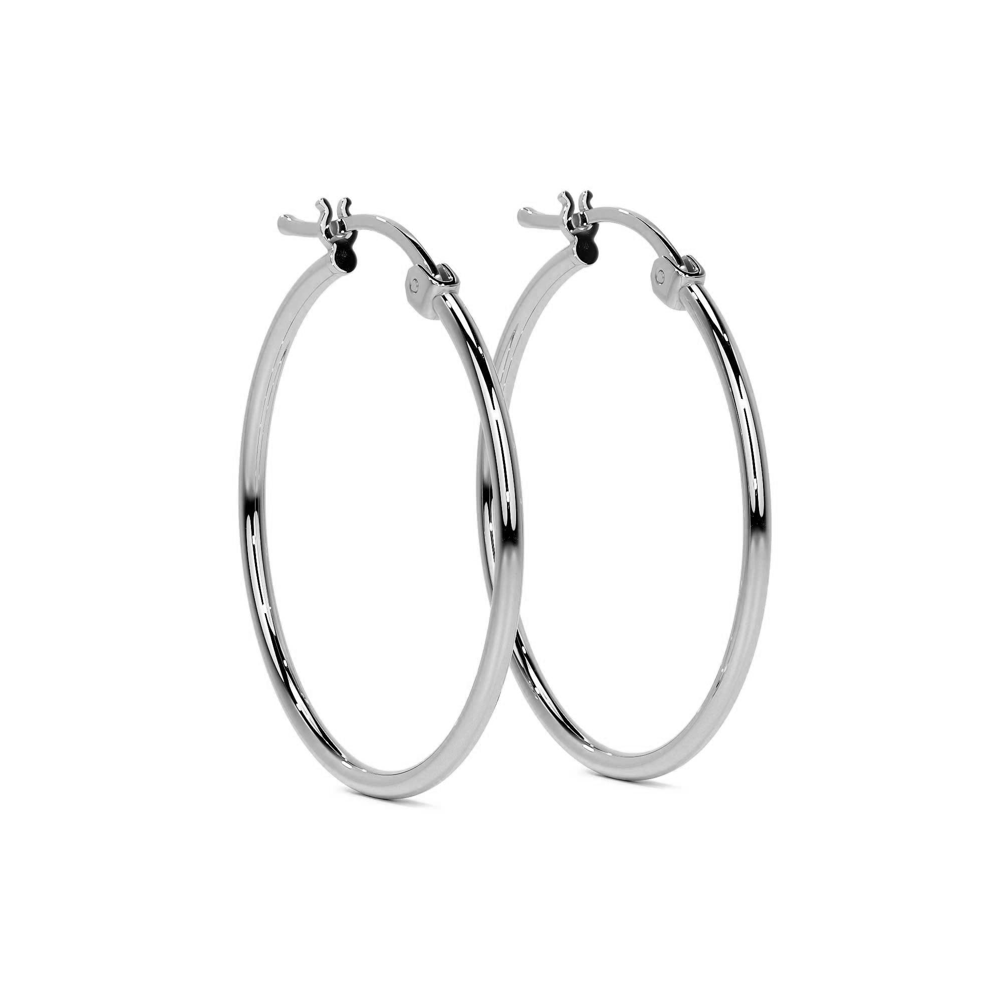 Arete Arracada De Mujer Lisa De Plata 925 20mm