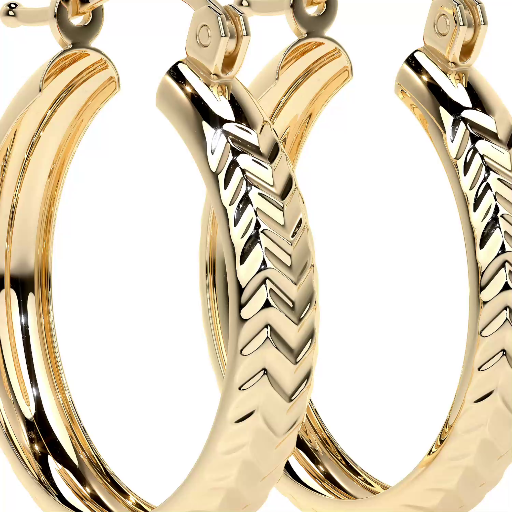 Arracada Bangle De Oro 10k Diamantado Diagonal