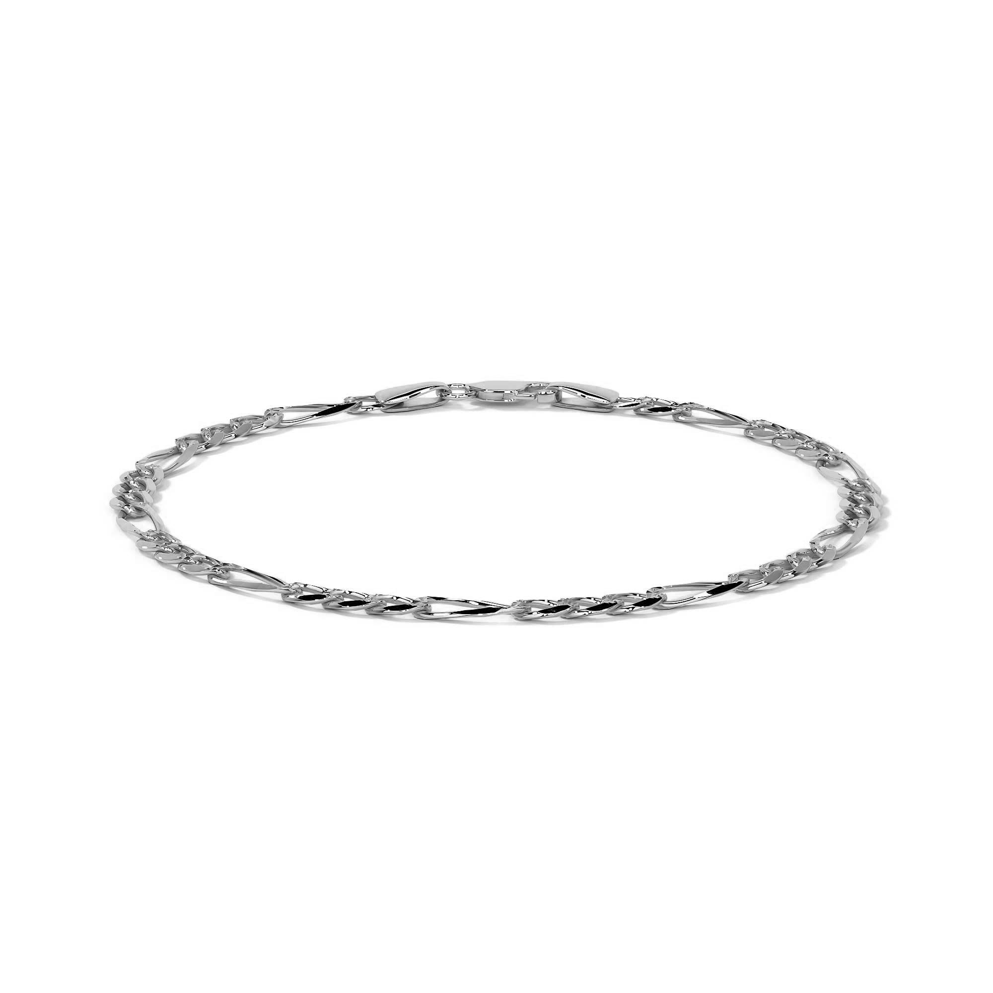 Pulsera De Plata 925 3x1 Figaro 18cm Calibre 4.1mm Italiana