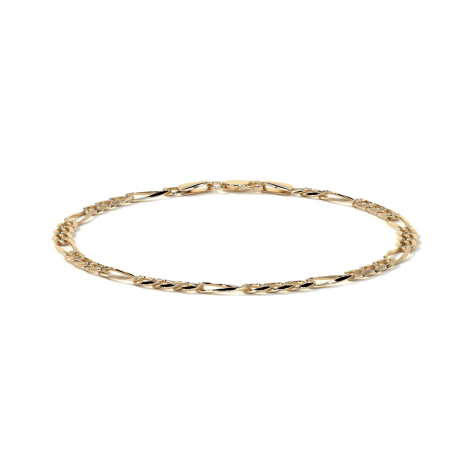 Cadena Italiana Figaro Solida De 10 Quilates 3.5mm, 45 Cm Dorado