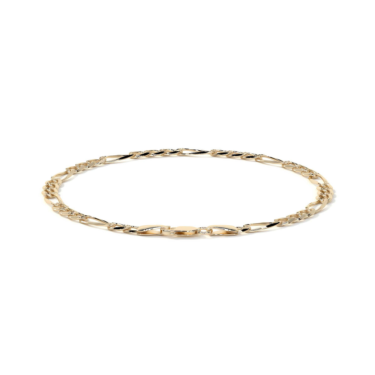 Cadena Figaro Oro 10k 4.3mm 50cm Dorado Clásica Diseño Italiano