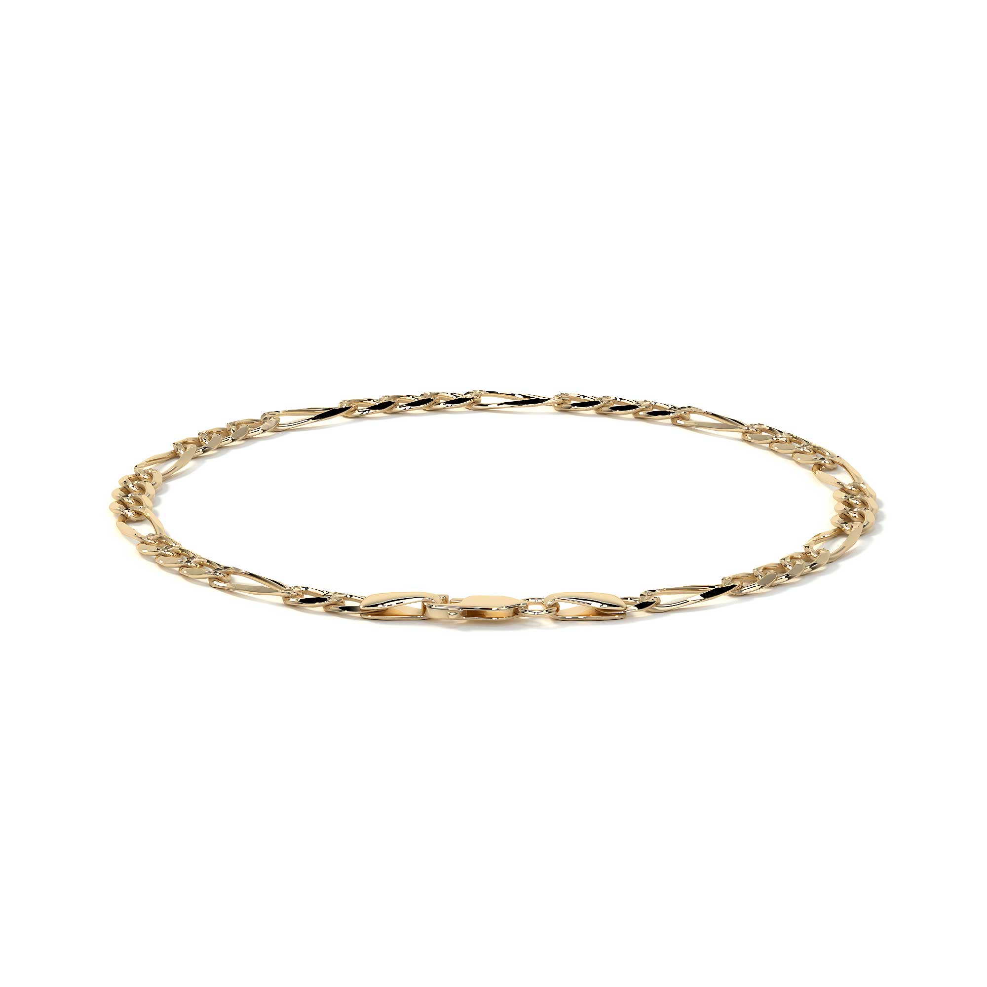 Cadena Italiana Figaro Solida De 10 Quilates 3.5mm, 45 Cm Dorado