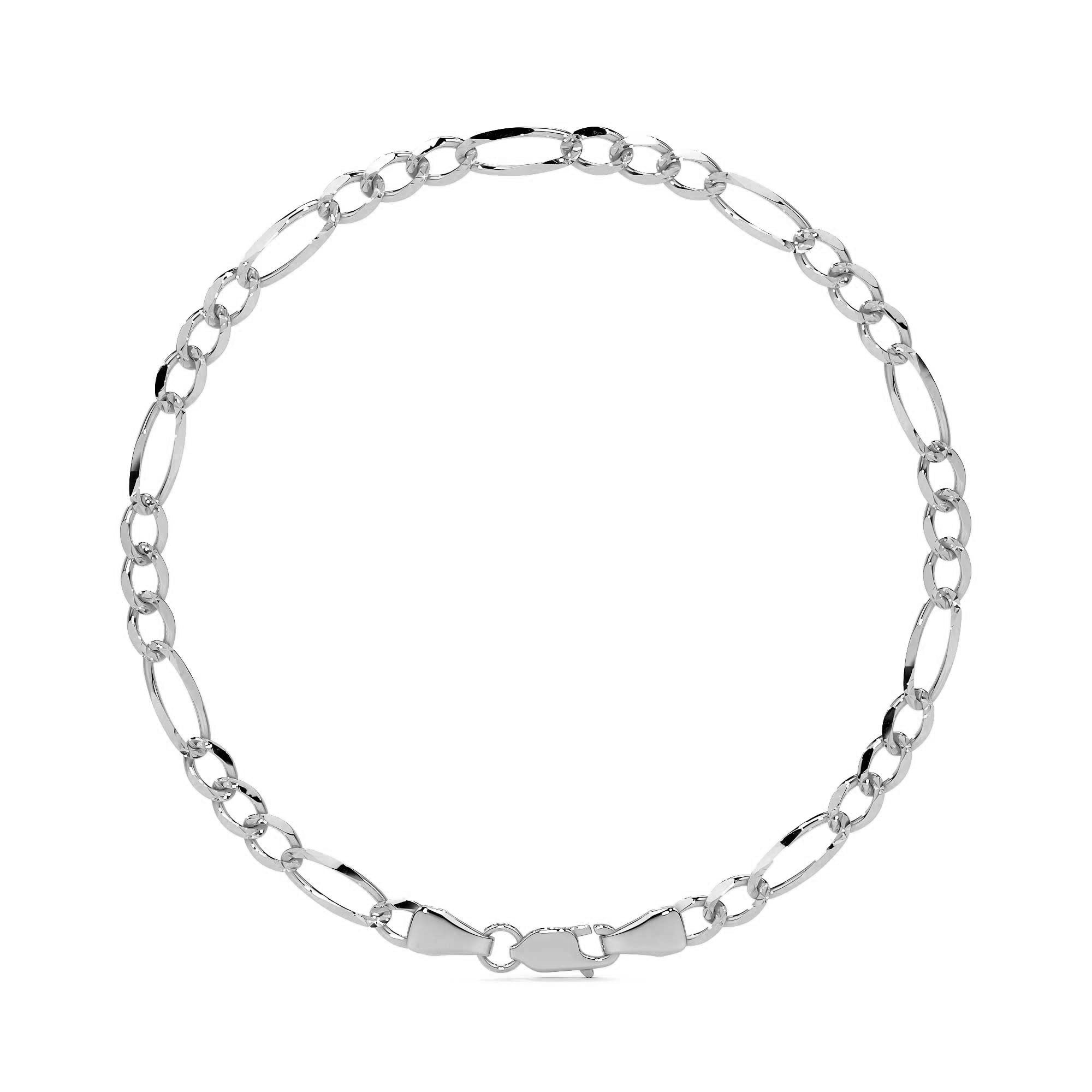 Pulsera De Plata 925 3x1 Figaro 18cm Calibre 4.1mm Italiana