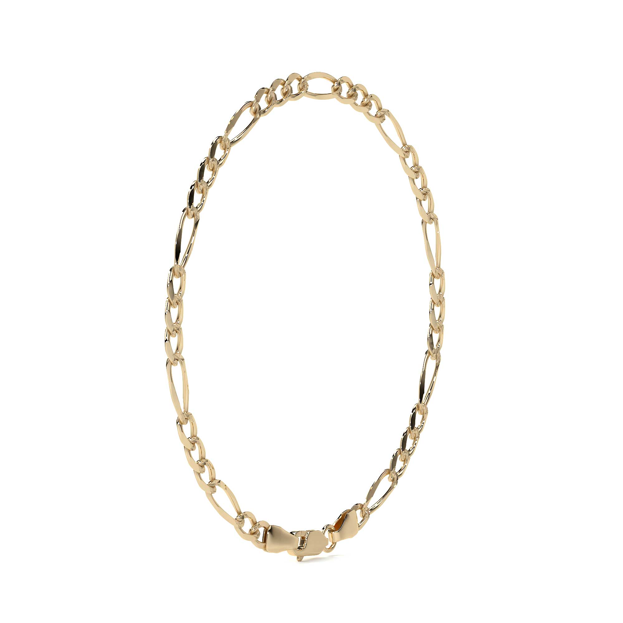 Cadena Italiana Figaro Solida De 10 Quilates 3.5mm, 45 Cm Dorado