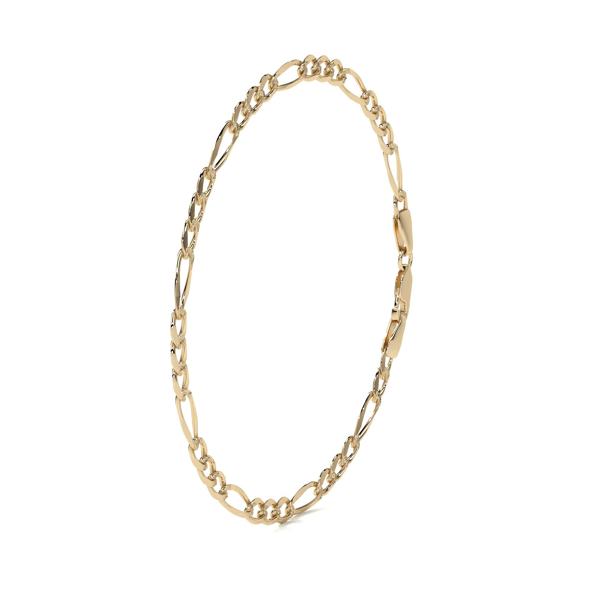 Cadena Italiana Figaro Solida De 10 Quilates 3.5mm, 45 Cm Dorado
