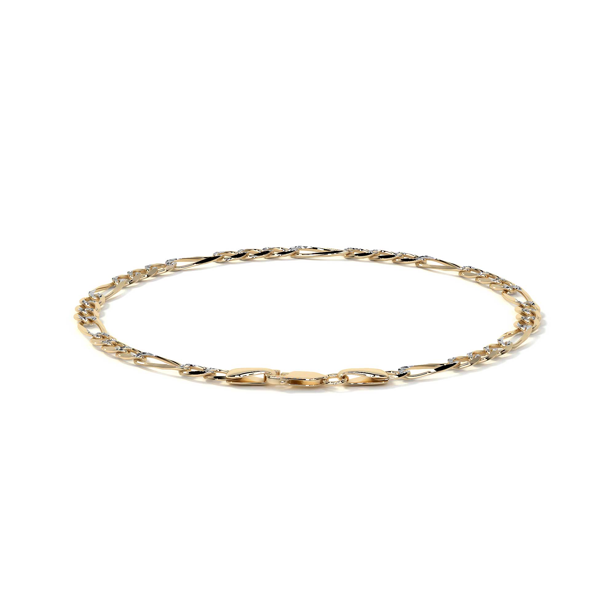 Pulsera Oro 10k Figaro Italiana 16cm Filk Dorada 3.5mm Dorado 6 Cm 18 Cm