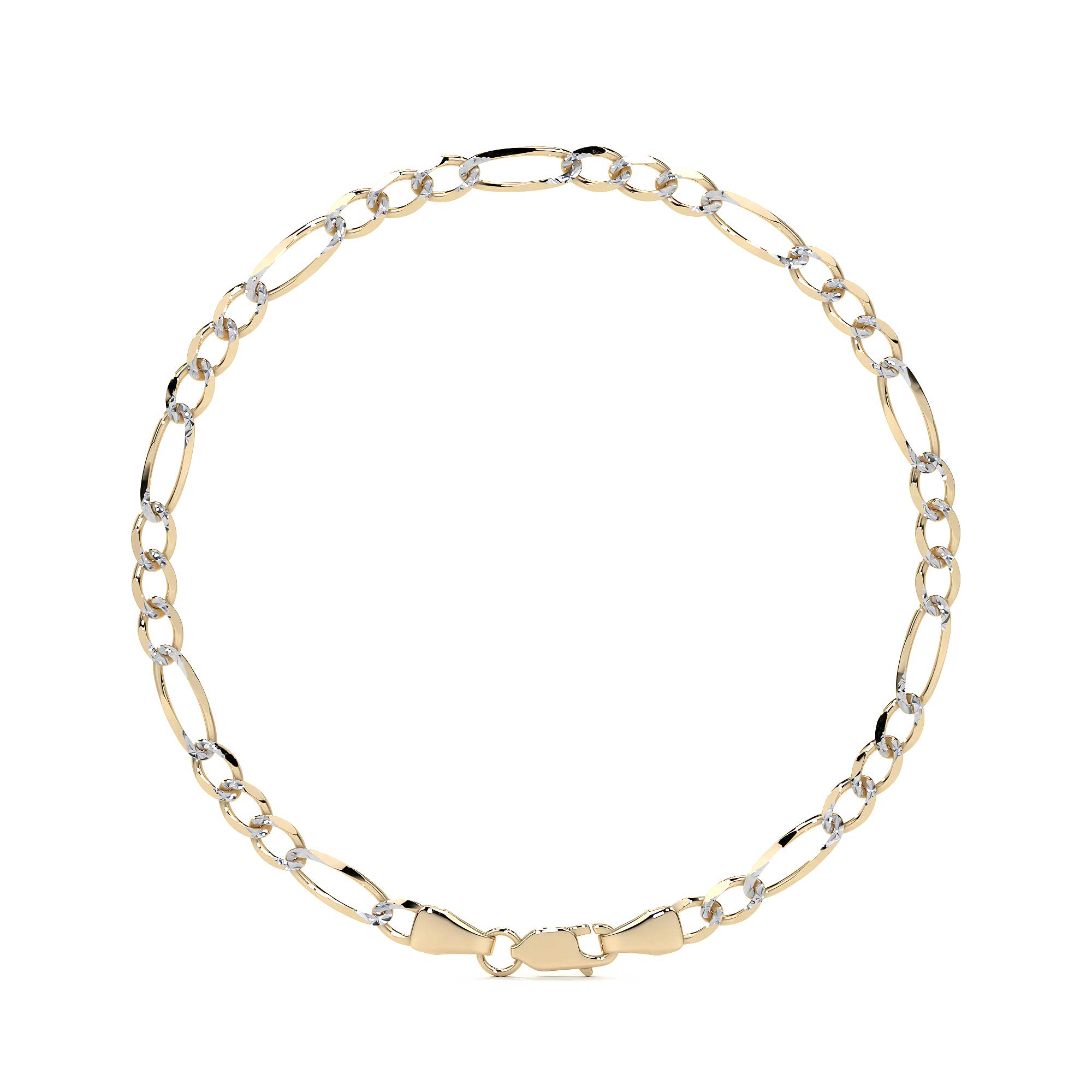 Pulsera Oro 10k Figaro Italiana 16cm Filk Dorada 3.5mm Dorado 6 Cm 18 Cm