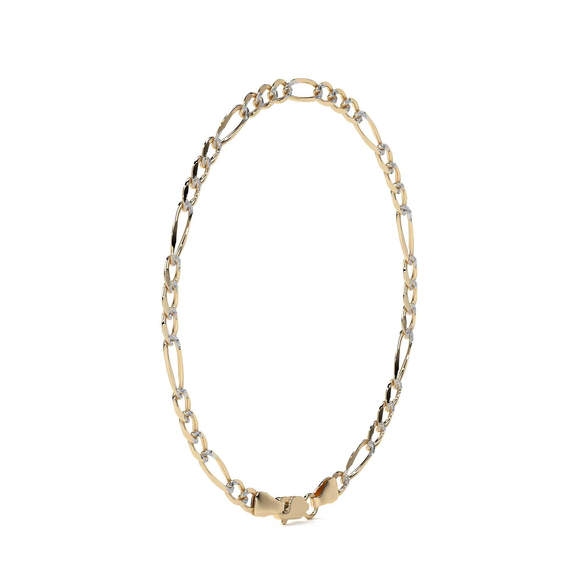 Pulsera Oro 10k Figaro Italiana 16cm Filk Dorada 3.5mm Dorado 6 Cm 18 Cm
