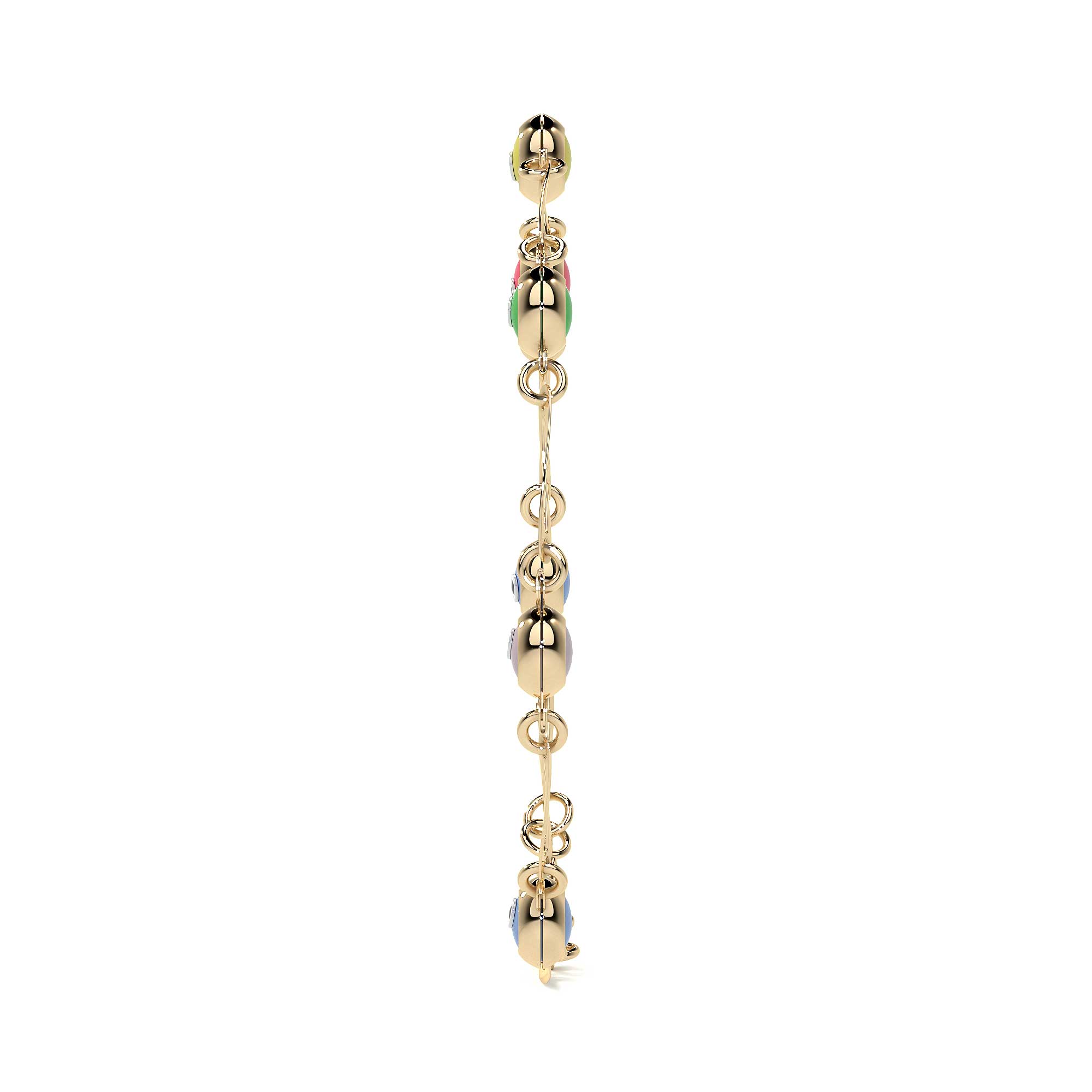 Pulsera De Mujer De Ojos Multicolor De 10 Quilates 3mm, 18cm Color Dorado Diámetro 6   Largo 18 Cm 15.2 Cm