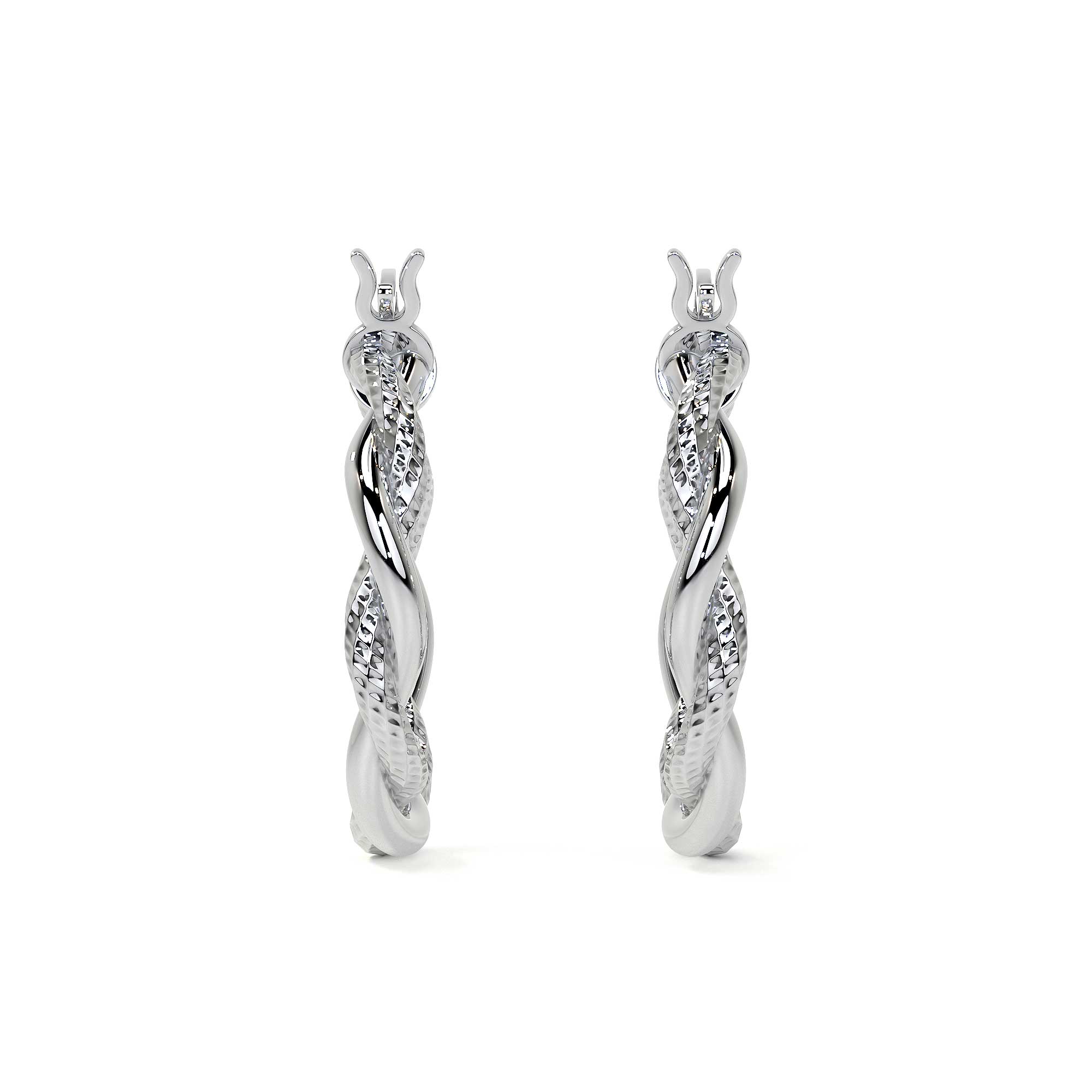 Arete Arracada Diamantada con tubos torcidos De Plata Ley 925 Para Mujer