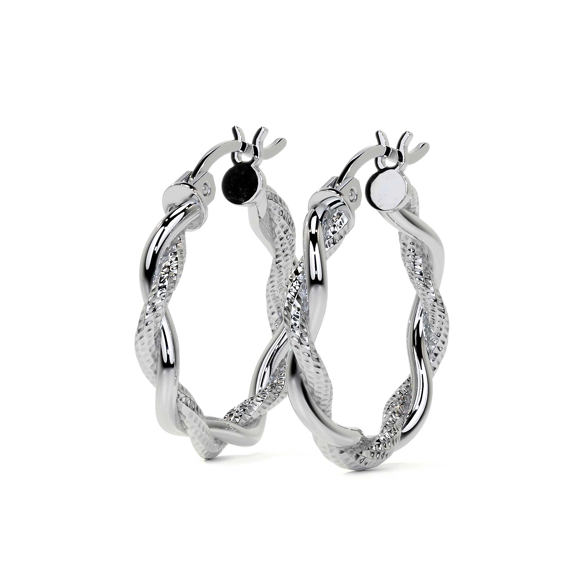Arete Arracada Diamantada con tubos torcidos De Plata Ley 925 Para Mujer