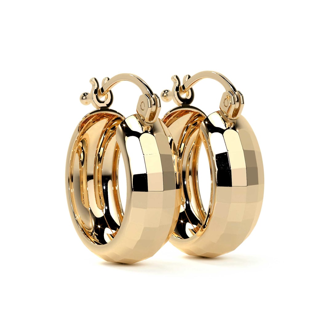 Arracada Bangle De Oro 10k Diamantado Domino, 12 X 6mm